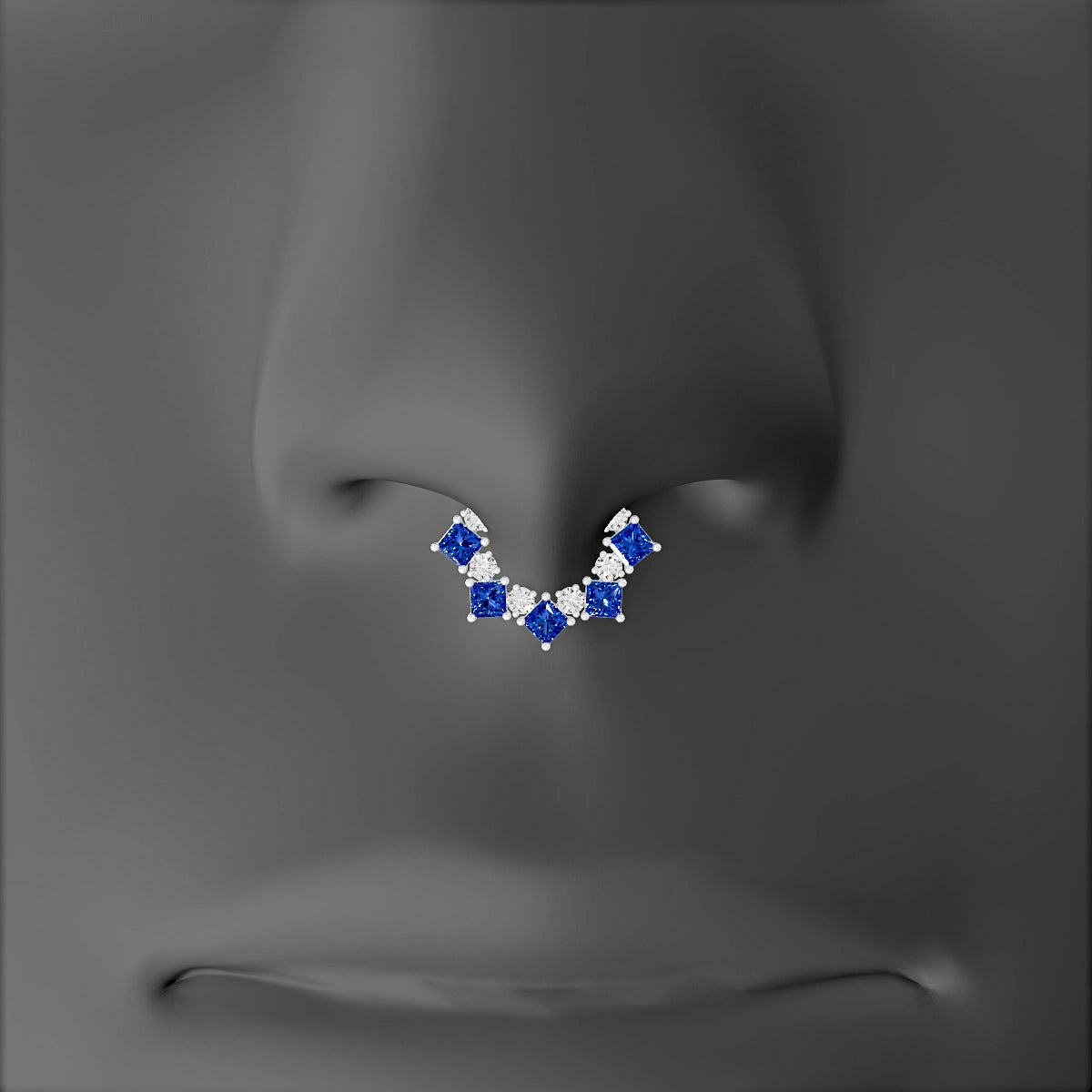 Ariana | 18k White Gold 6.5 mm Sapphire & Diamond Septum Piercing