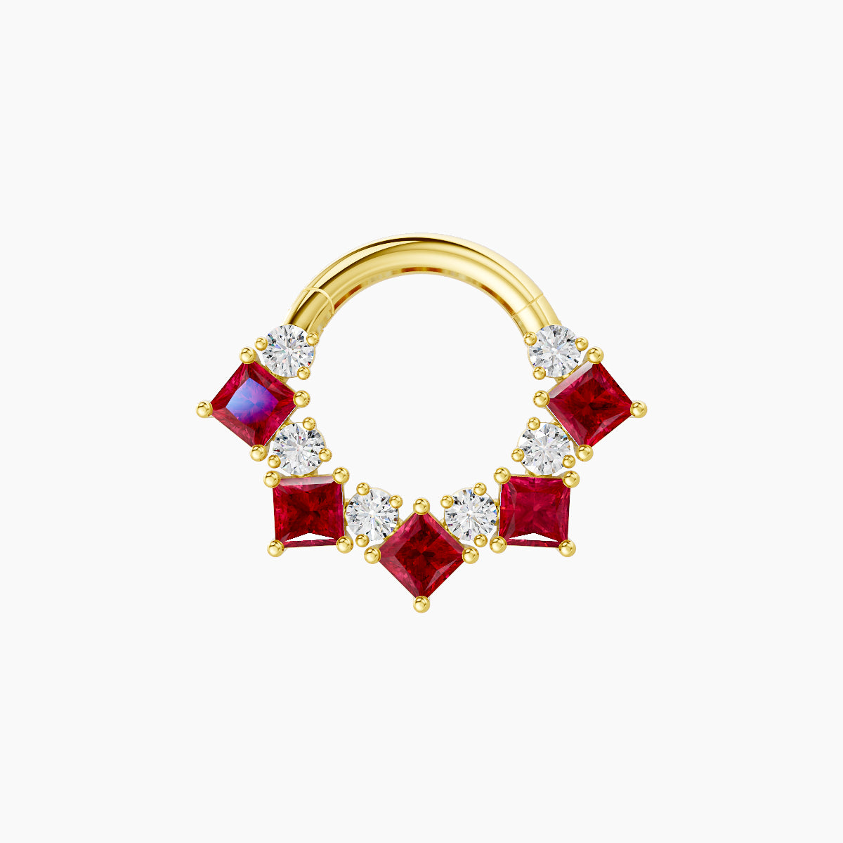 Ariana | 18k Yellow Gold 6.5 mm Ruby & Diamond Septum Piercing