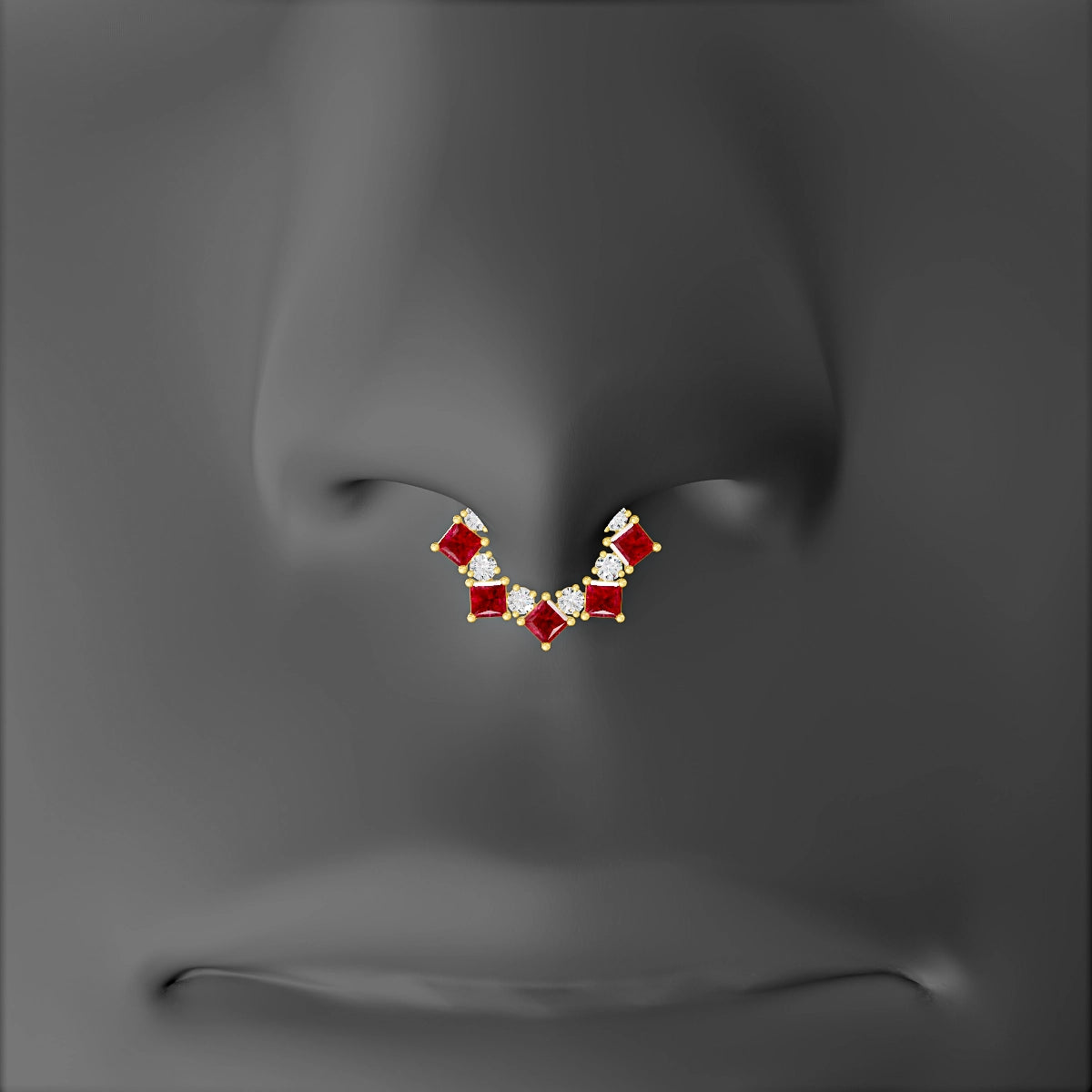 Ariana | 18k Yellow Gold 6.5 mm Ruby & Diamond Septum Piercing