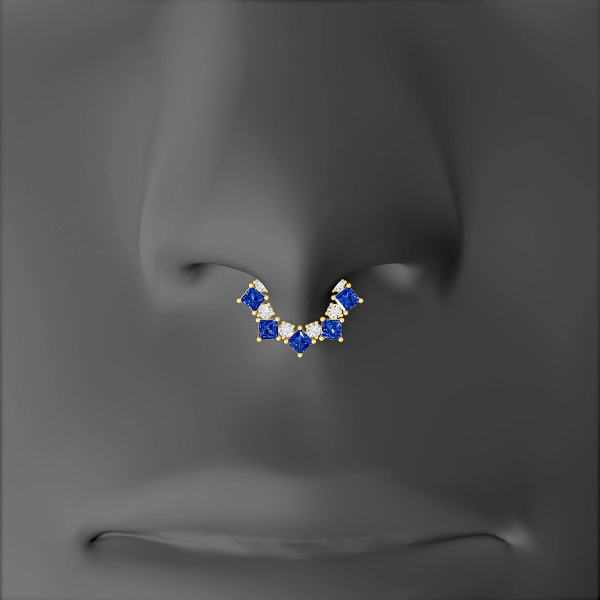 Ariana | 18k Yellow Gold 6.5 mm Sapphire & Diamond Septum Piercing