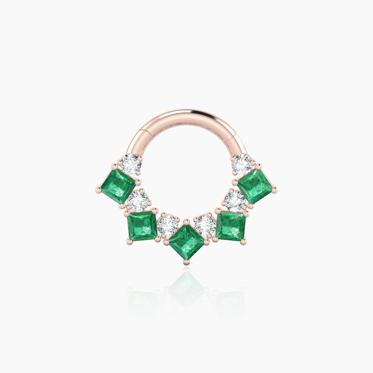 Ariana | 18k Rose Gold 6.5 mm Emerald & Diamond Septum Piercing