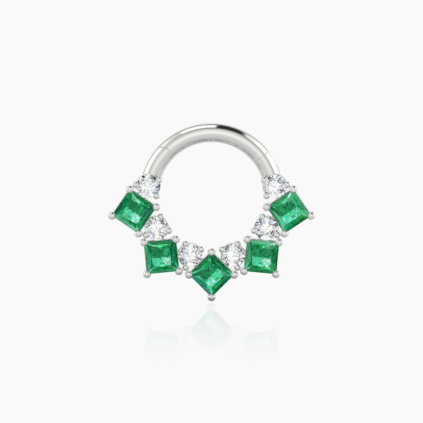 Ariana | 18k White Gold 6.5 mm Emerald & Diamond Septum Piercing