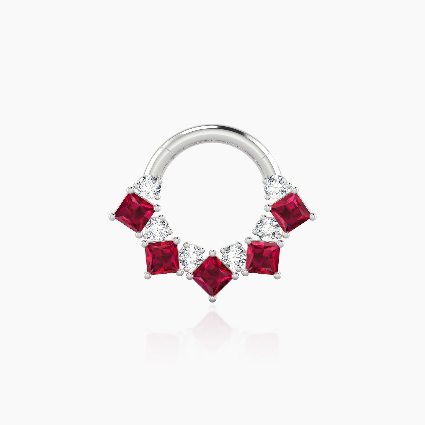 Ariana | 18k White Gold 6.5 mm Ruby & Diamond Septum Piercing