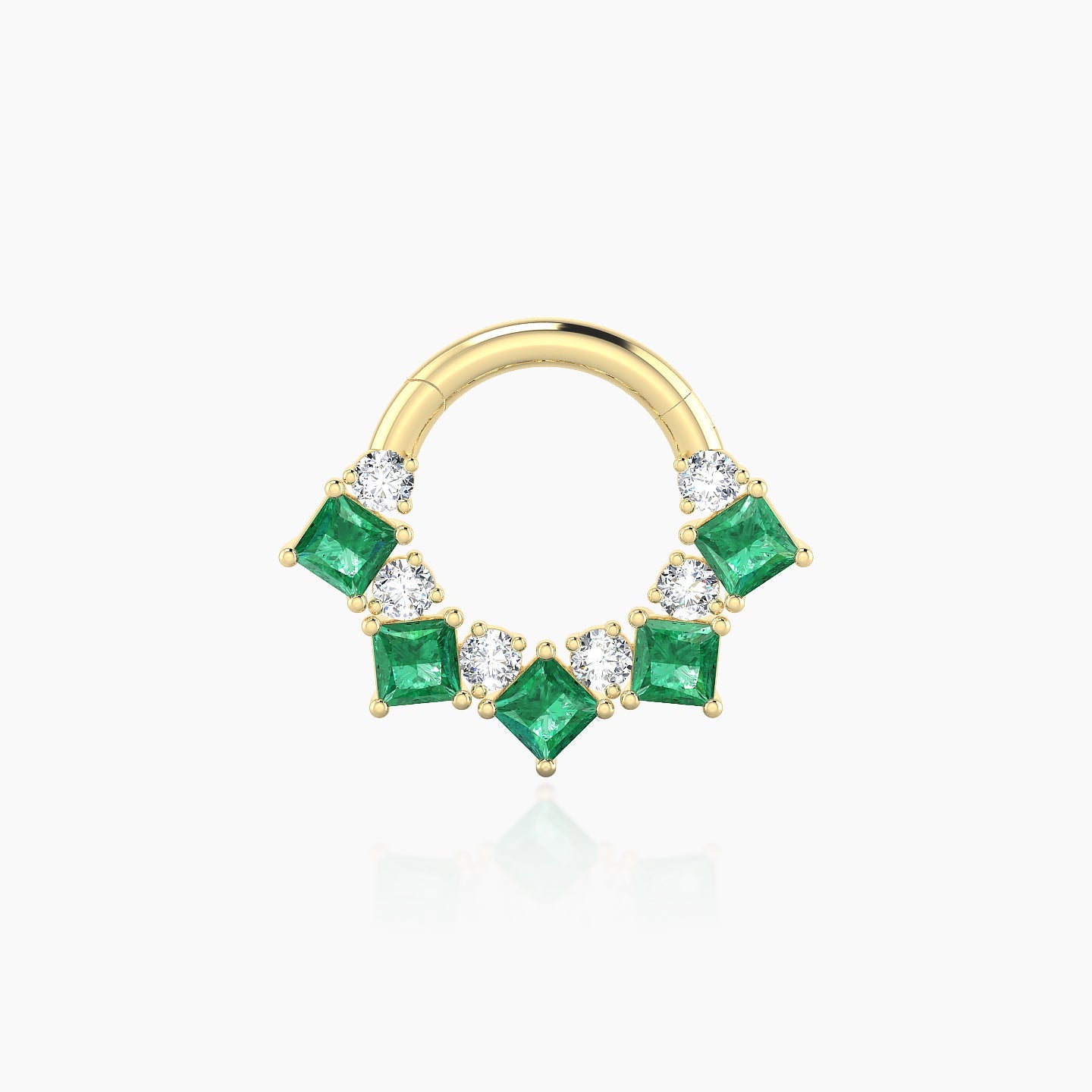 Ariana | 18k Yellow Gold 6.5 mm Emerald & Diamond Septum Piercing