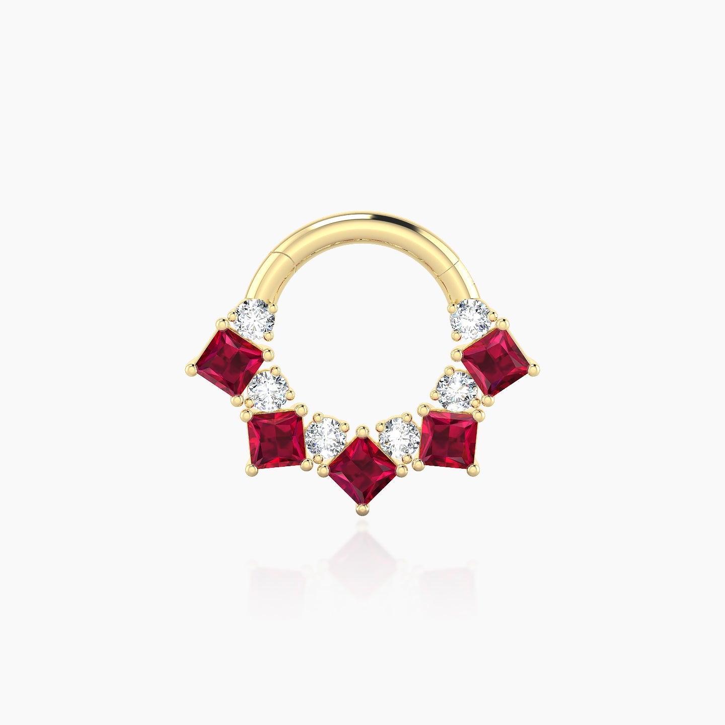 Ariana | 18k Yellow Gold 6.5 mm Ruby & Diamond Septum Piercing