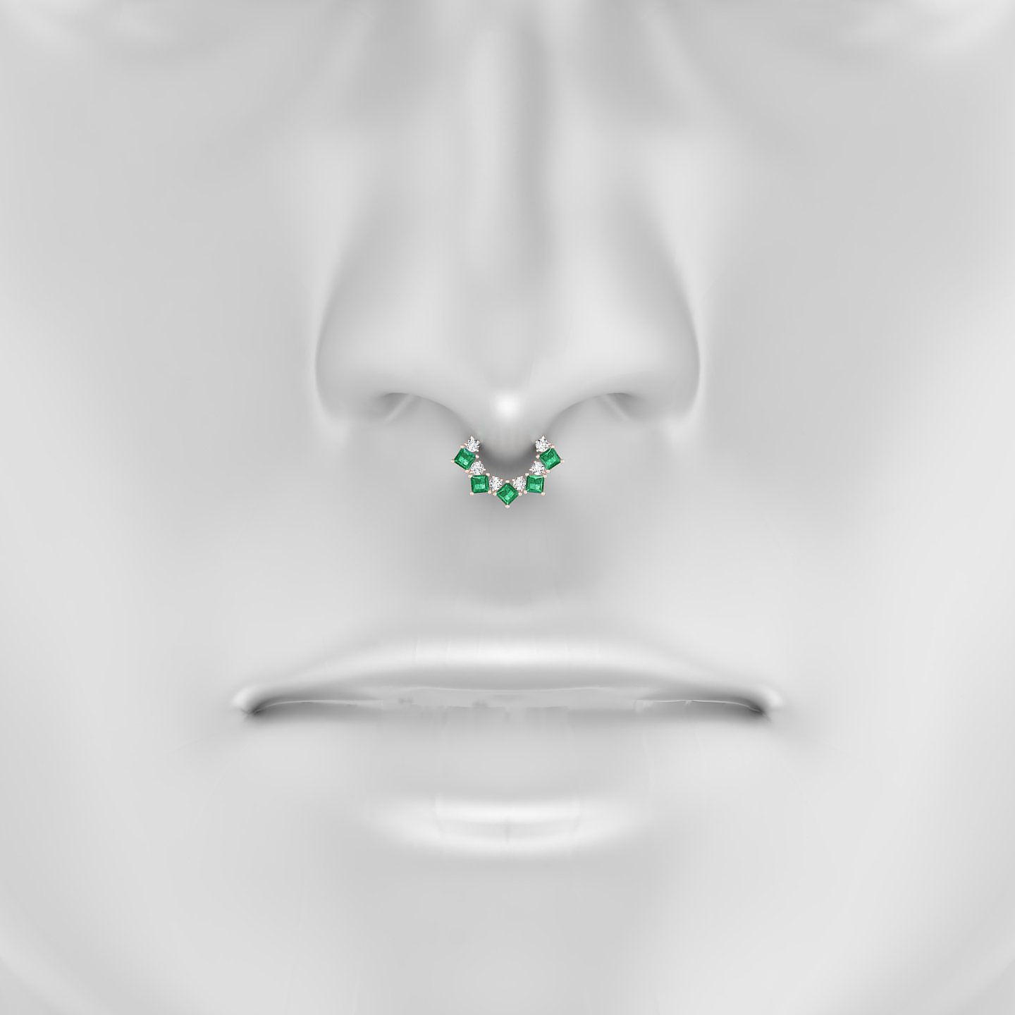 Ariana | 18k Rose Gold 6.5 mm Emerald & Diamond Septum Piercing