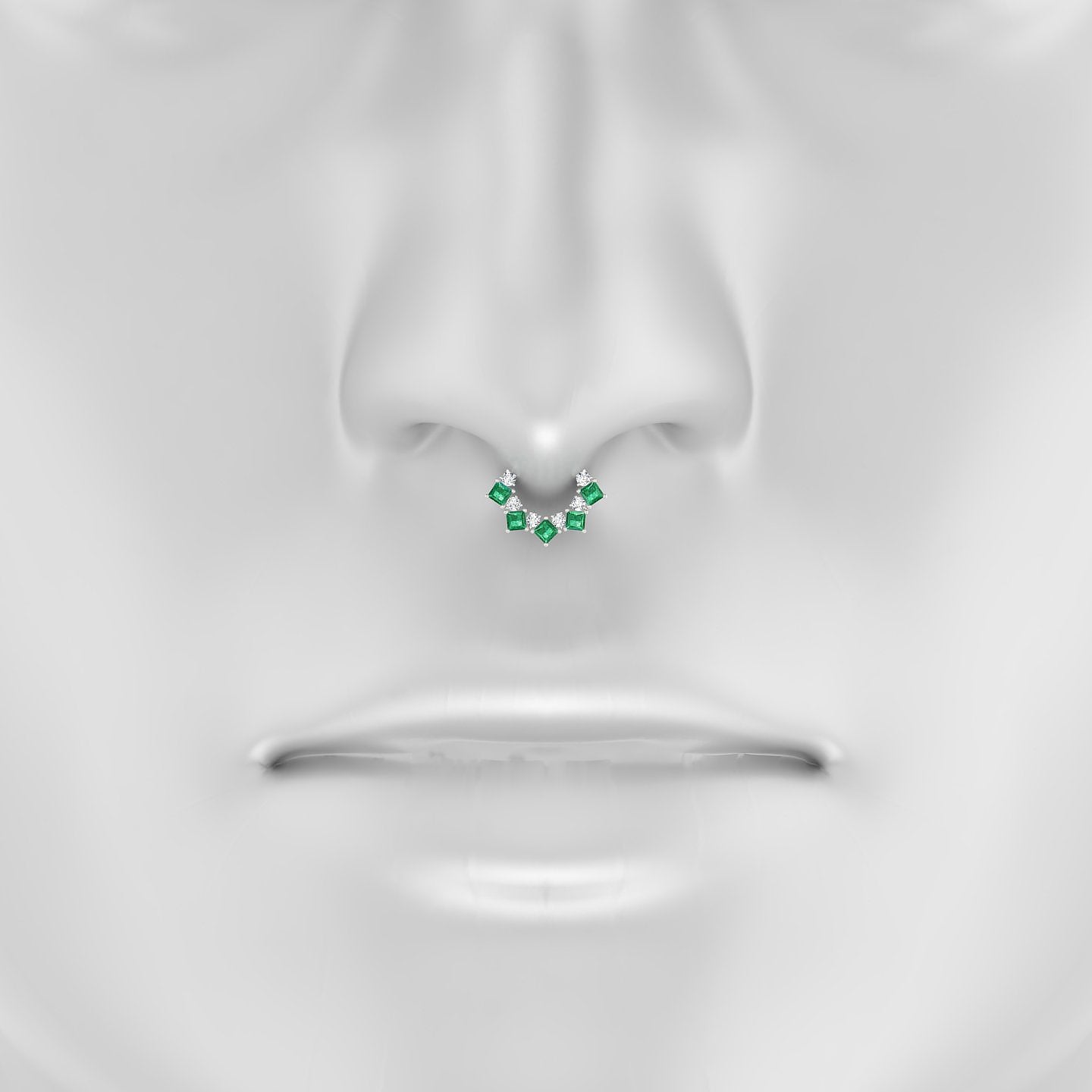 Ariana | 18k White Gold 6.5 mm Emerald & Diamond Septum Piercing