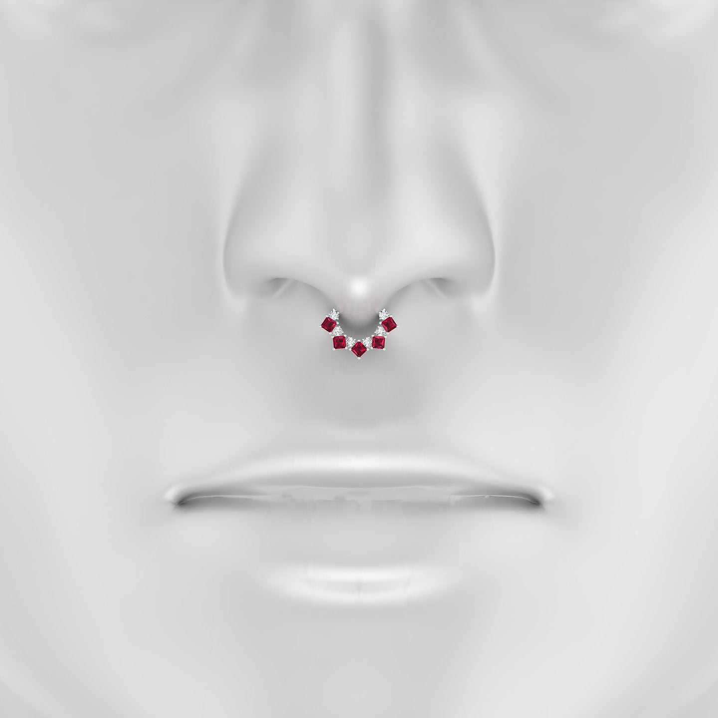 Ariana | 18k White Gold 6.5 mm Ruby & Diamond Septum Piercing