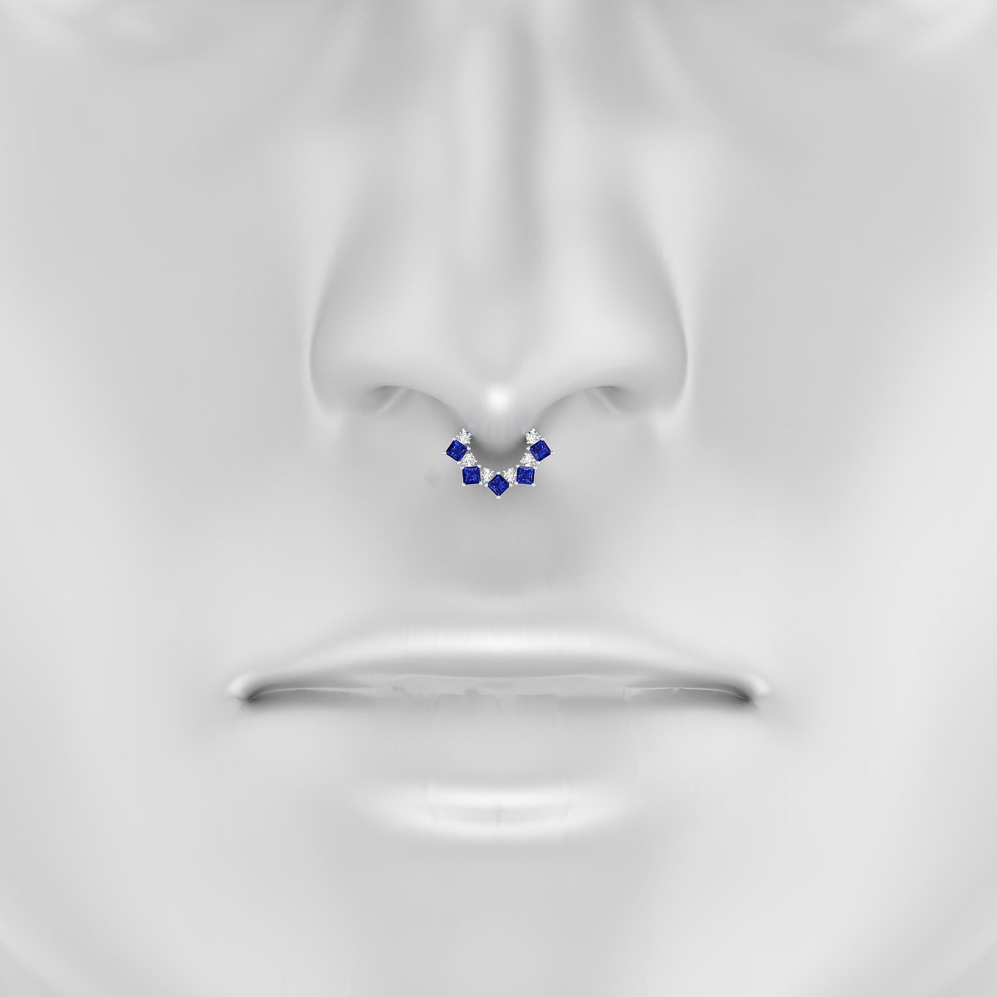 Ariana | 18k White Gold 6.5 mm Sapphire & Diamond Septum Piercing