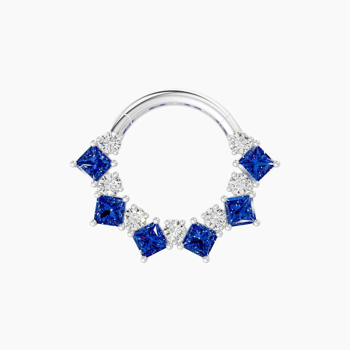 Ariana | 18k White Gold 8 mm Sapphire & Diamond Daith Piercing