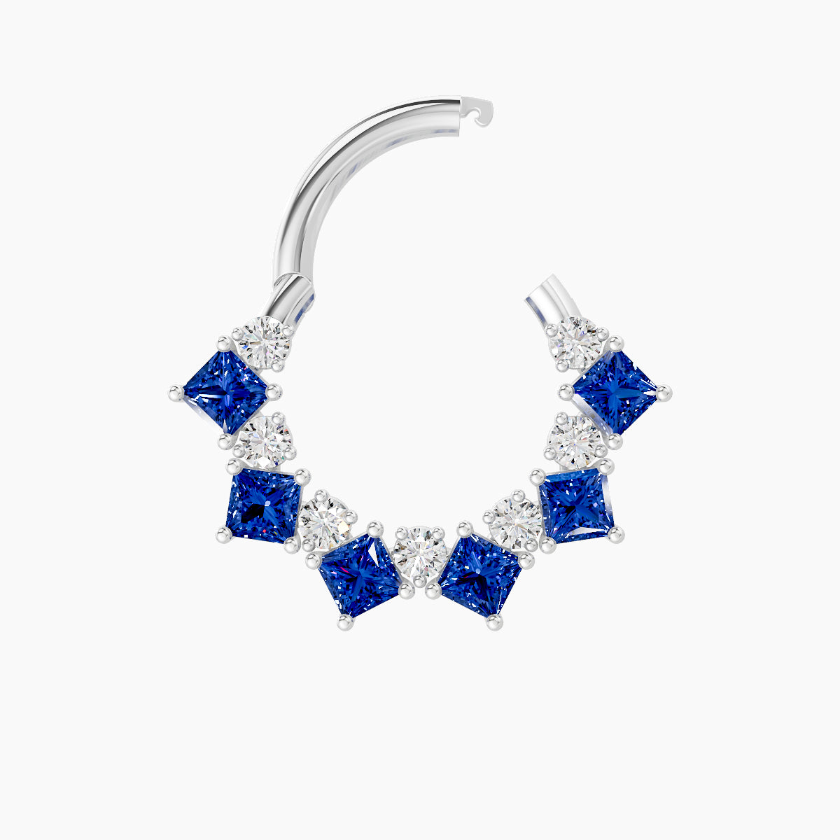 Ariana | 18k White Gold 8 mm Sapphire & Diamond Daith Piercing