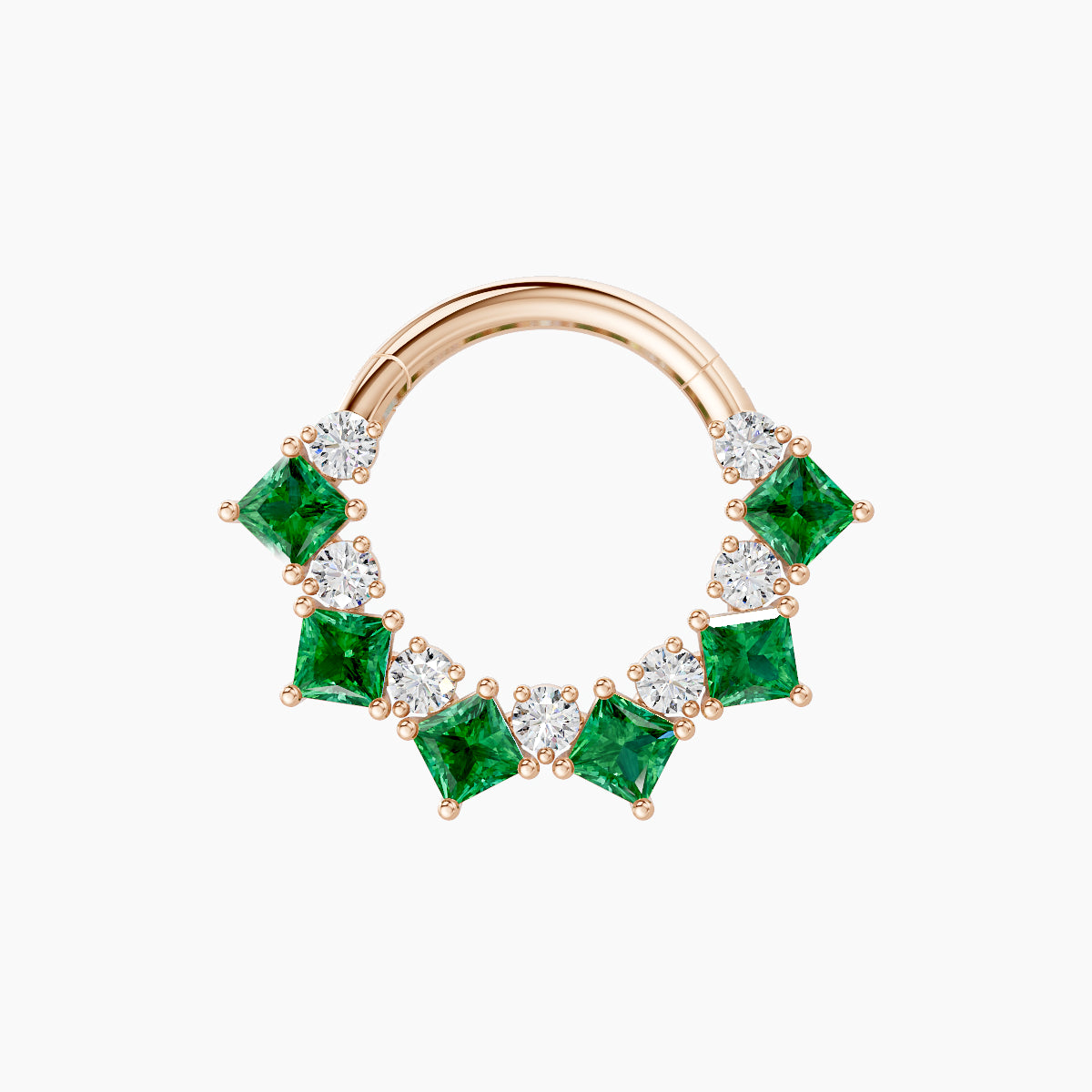 Ariana | 18k Rose Gold 8 mm Emerald & Diamond Septum Piercing