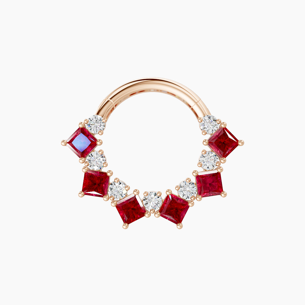 Ariana | 18k Rose Gold 8 mm Ruby & Diamond Septum Piercing