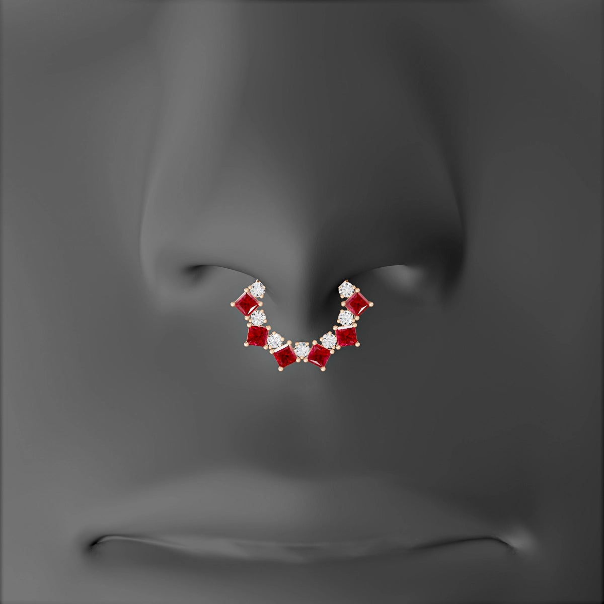 Ariana | 18k Rose Gold 8 mm Ruby & Diamond Septum Piercing