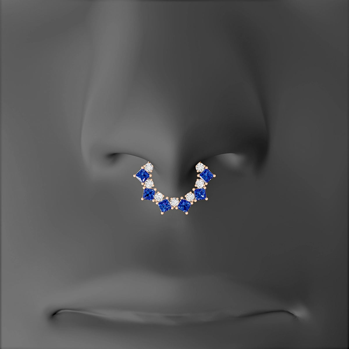 Ariana | 18k Rose Gold 8 mm Sapphire & Diamond Septum Piercing