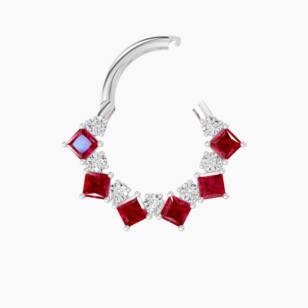 Ariana | 18k White Gold 8 mm Ruby & Diamond Septum Piercing