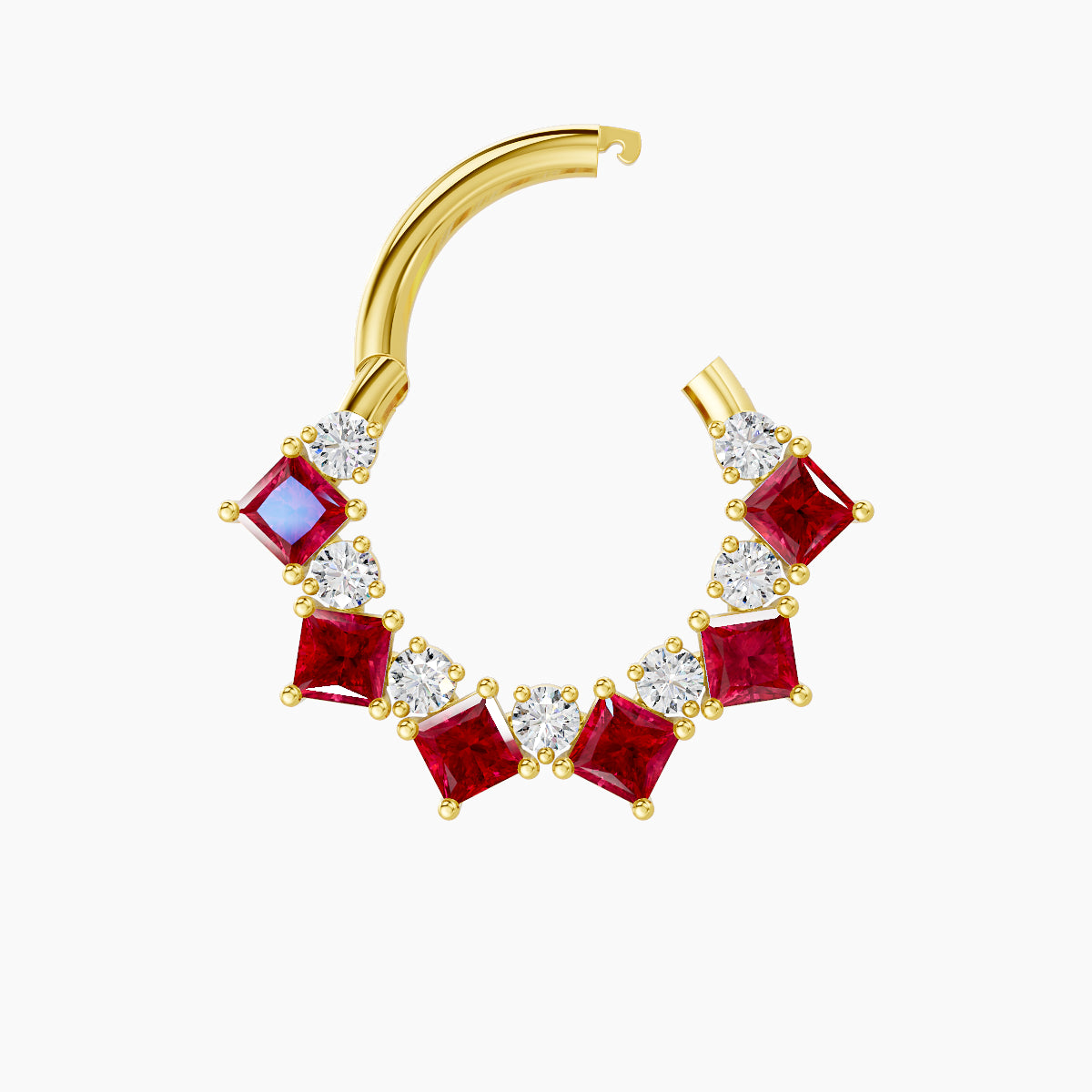 Ariana | 18k Yellow Gold 8 mm Ruby & Diamond Septum Piercing