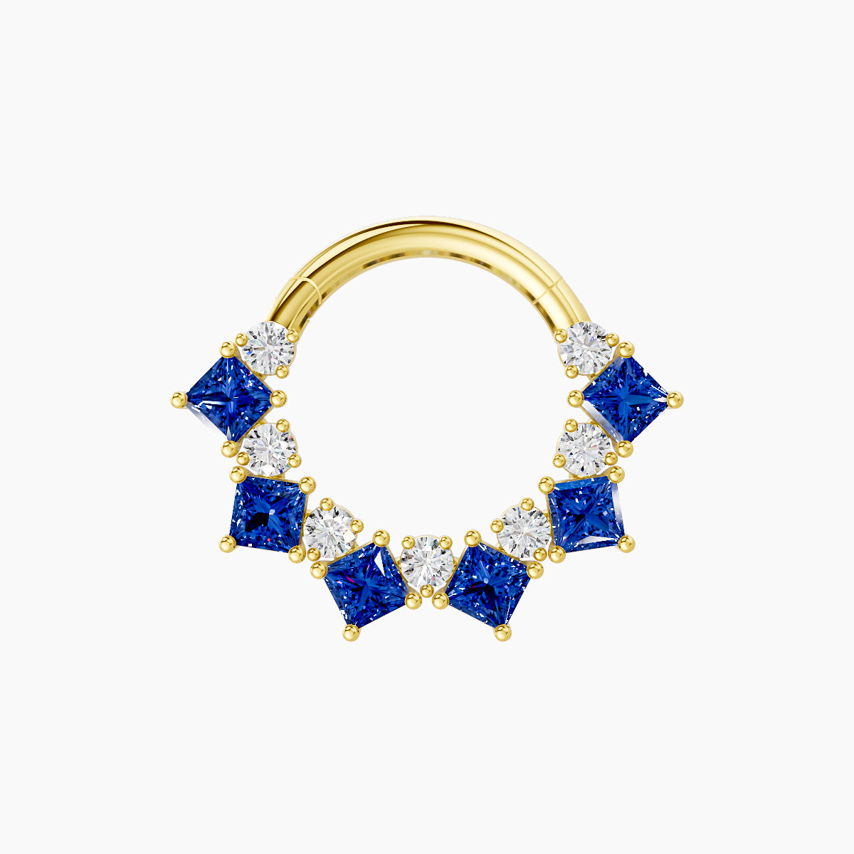 Ariana | 18k Yellow Gold 8 mm Sapphire & Diamond Septum Piercing