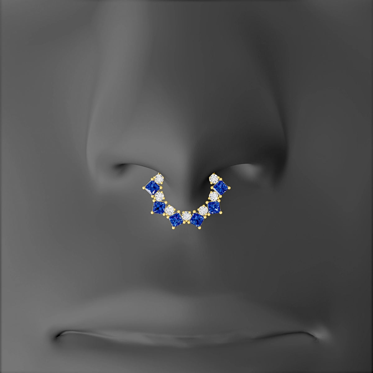 Ariana | 18k Yellow Gold 8 mm Sapphire & Diamond Septum Piercing