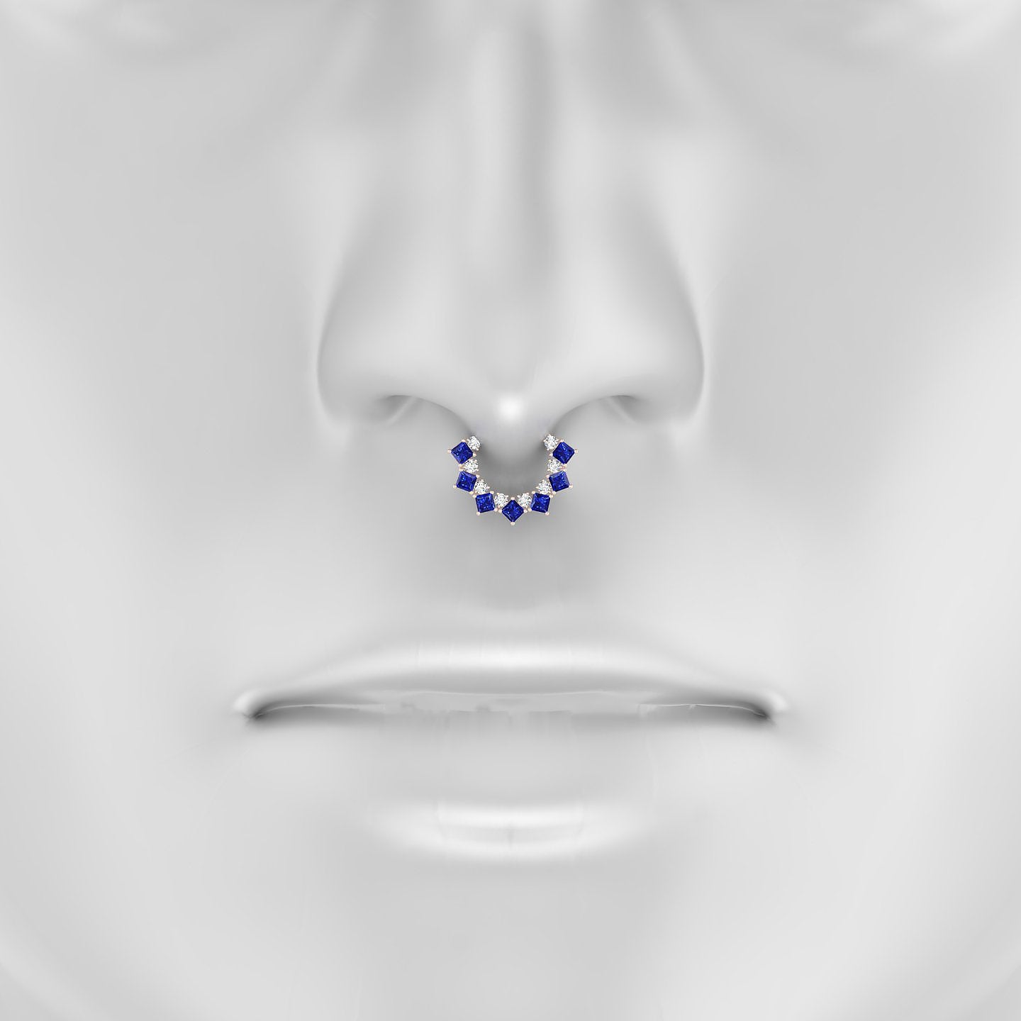 Ariana | 18k Rose Gold 8 mm Sapphire & Diamond Septum Piercing