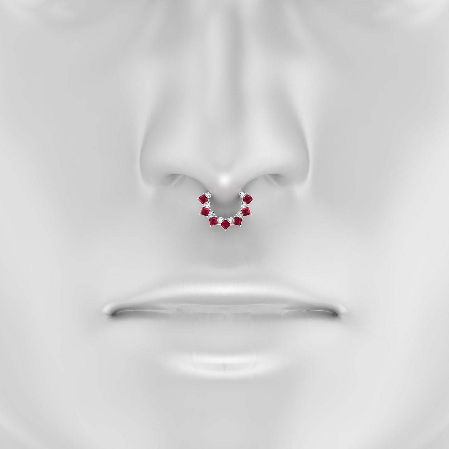 Ariana | 18k White Gold 8 mm Ruby & Diamond Septum Piercing