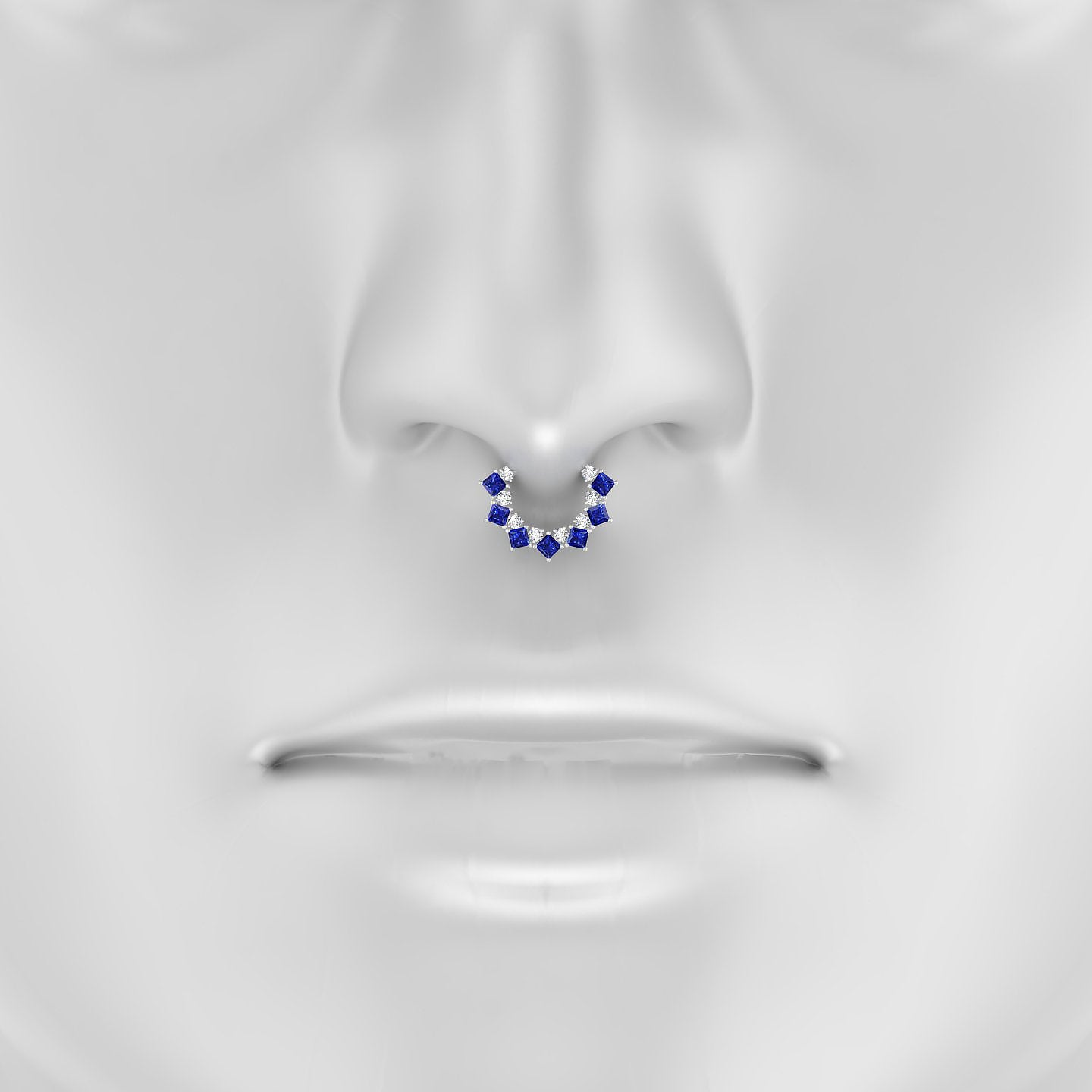 Ariana | 18k White Gold 8 mm Sapphire & Diamond Septum Piercing