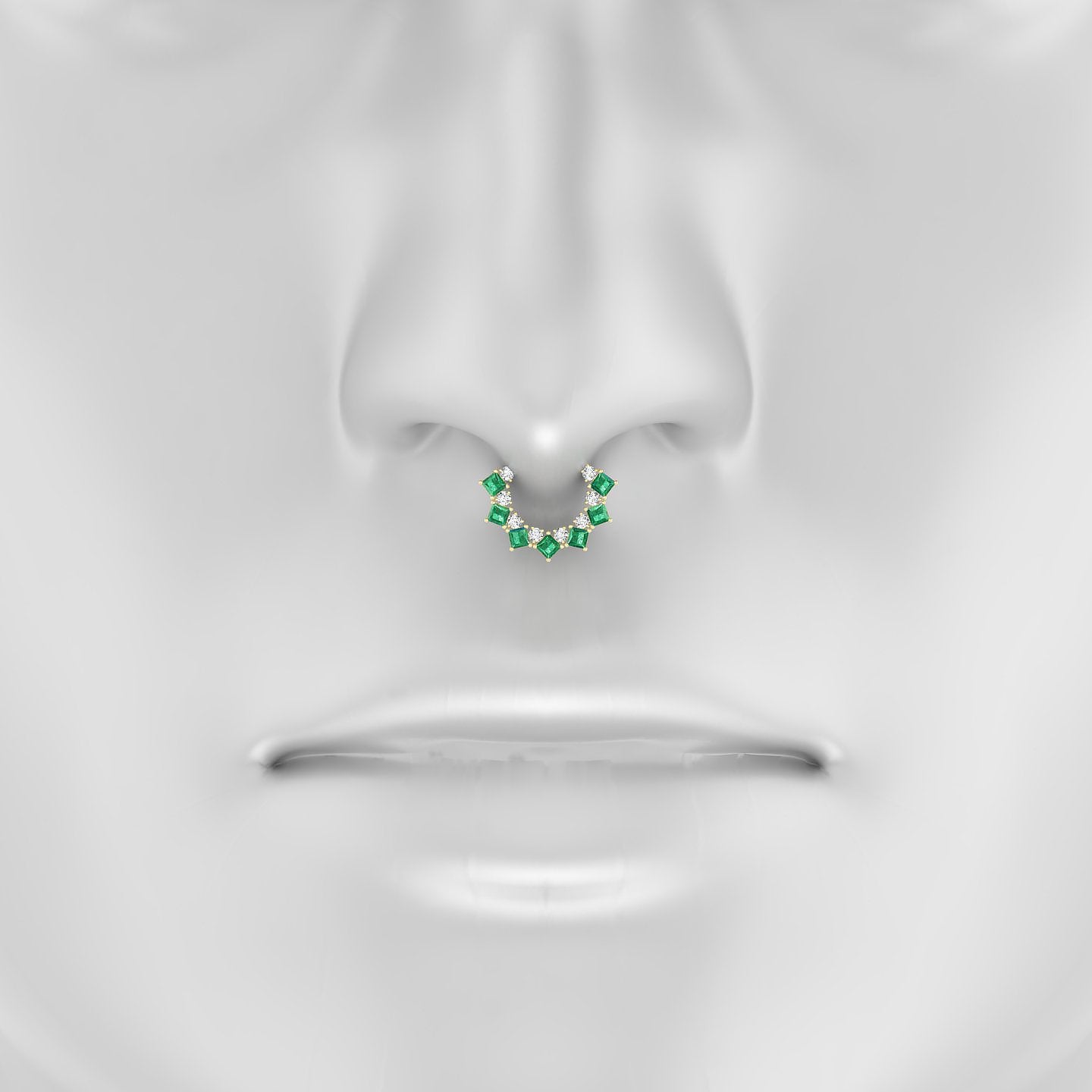 Ariana | 18k Yellow Gold 8 mm Emerald & Diamond Septum Piercing