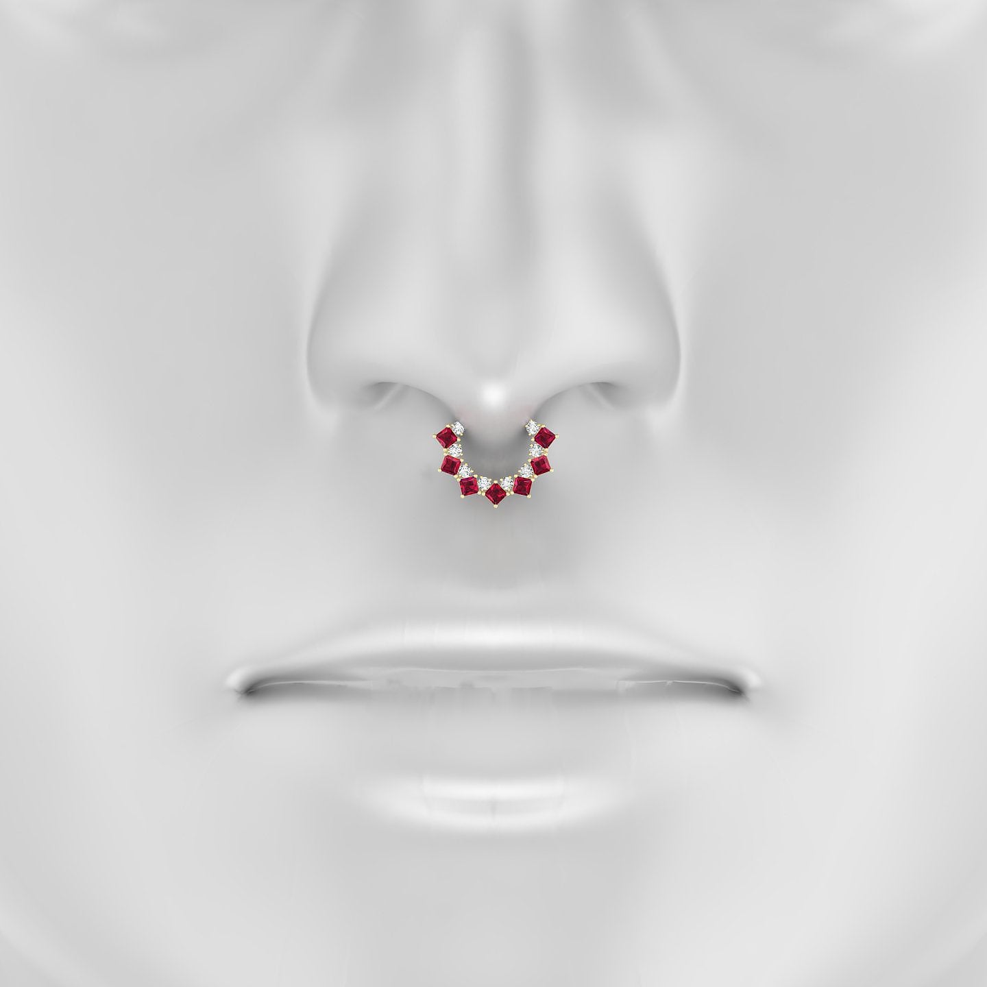 Ariana | 18k Yellow Gold 8 mm Ruby & Diamond Septum Piercing