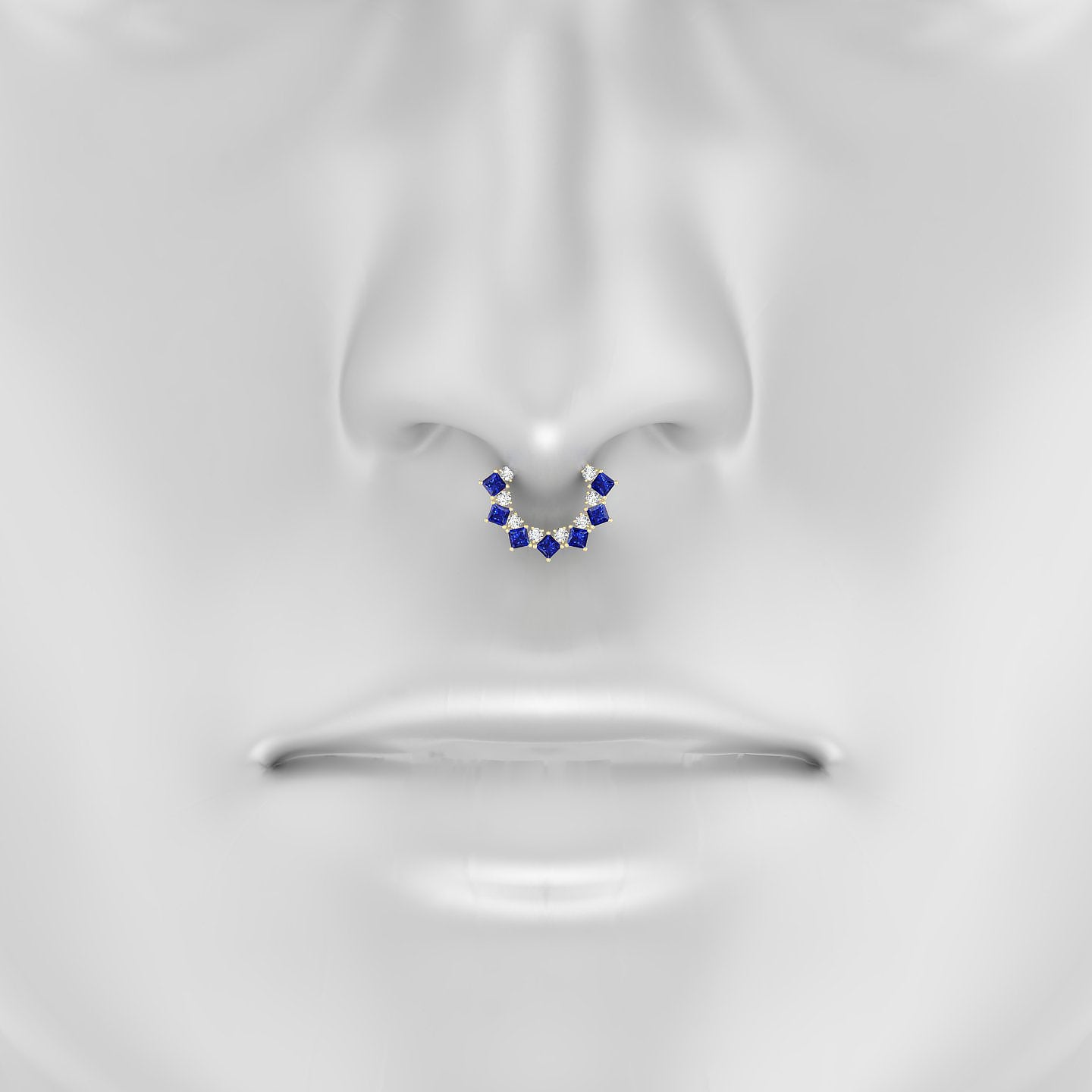 Ariana | 18k Yellow Gold 8 mm Sapphire & Diamond Septum Piercing