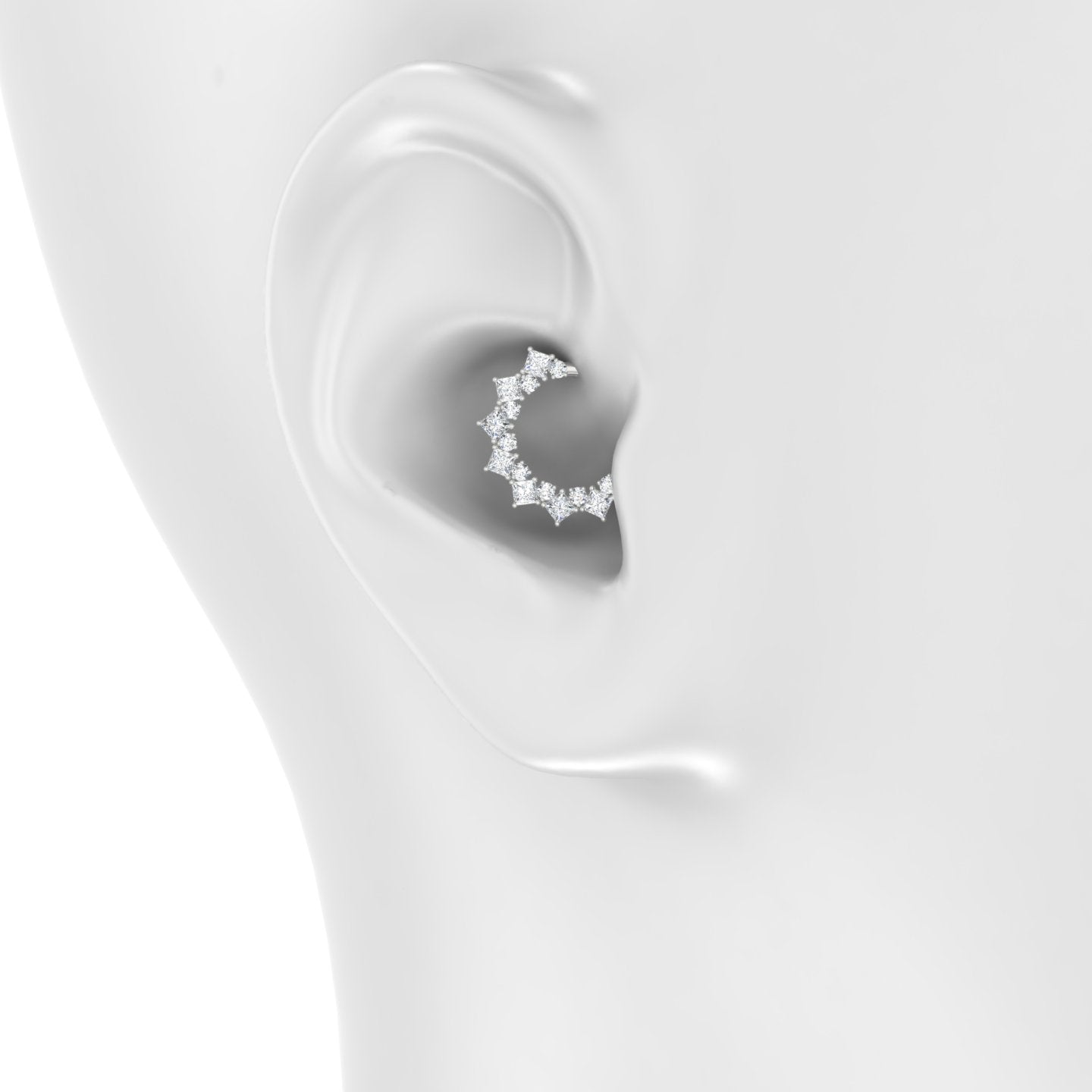 Ariana | 18k White Gold 9.5 mm Diamond Daith Piercing