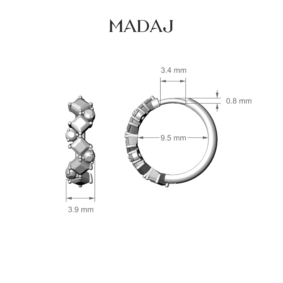 Ariana | 18k White Gold 9.5 mm Diamond Hoop Piercing