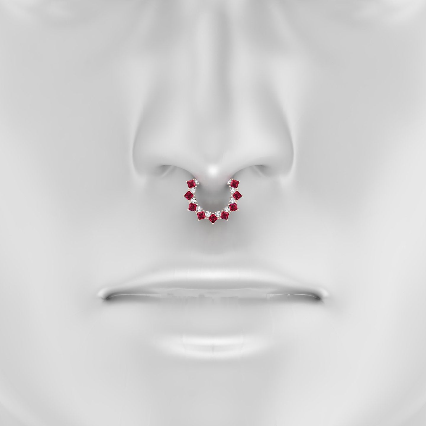 Ariana | 18k Rose Gold 9.5 mm Ruby & Diamond Septum Piercing