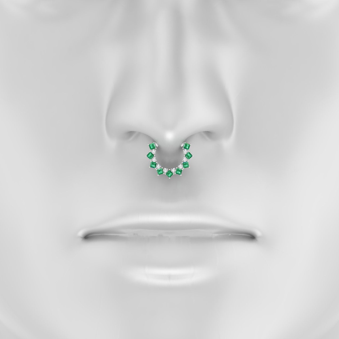 Ariana | 18k White Gold 9.5 mm Emerald & Diamond Septum Piercing