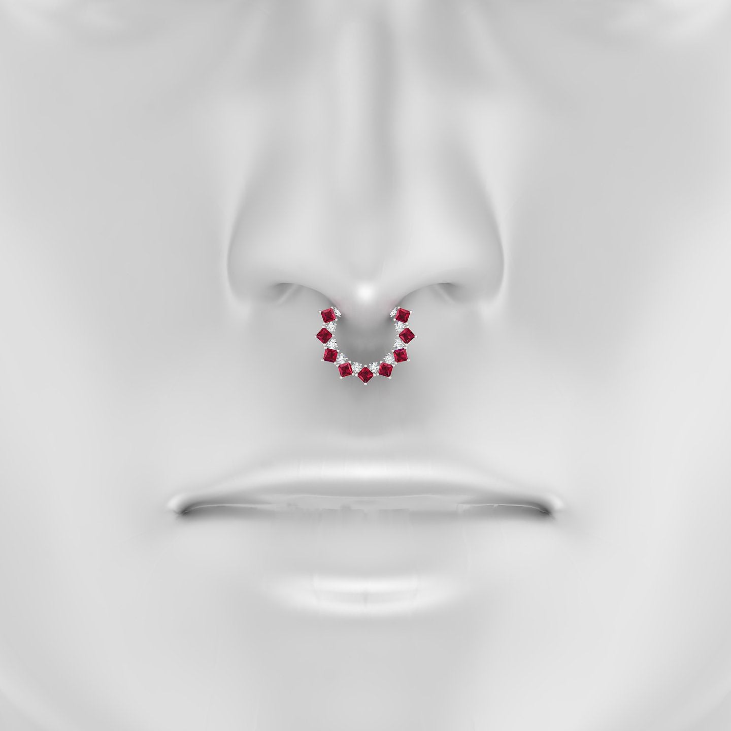 Ariana | 18k White Gold 9.5 mm Ruby & Diamond Septum Piercing