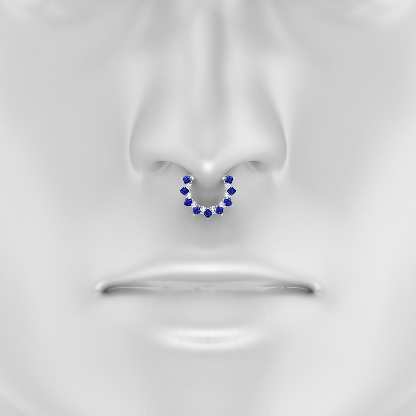 Ariana | 18k White Gold 9.5 mm Sapphire & Diamond Septum Piercing