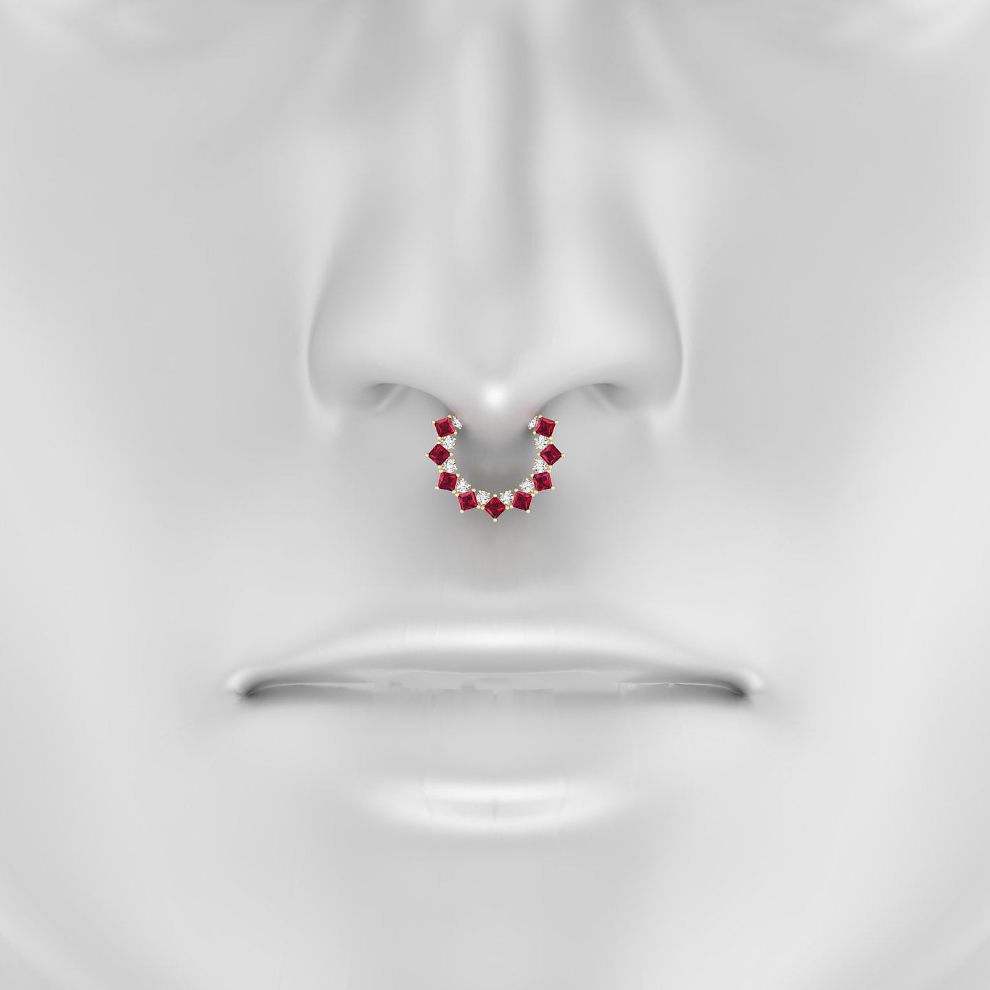 Ariana | 18k Yellow Gold 9.5 mm Ruby & Diamond Septum Piercing