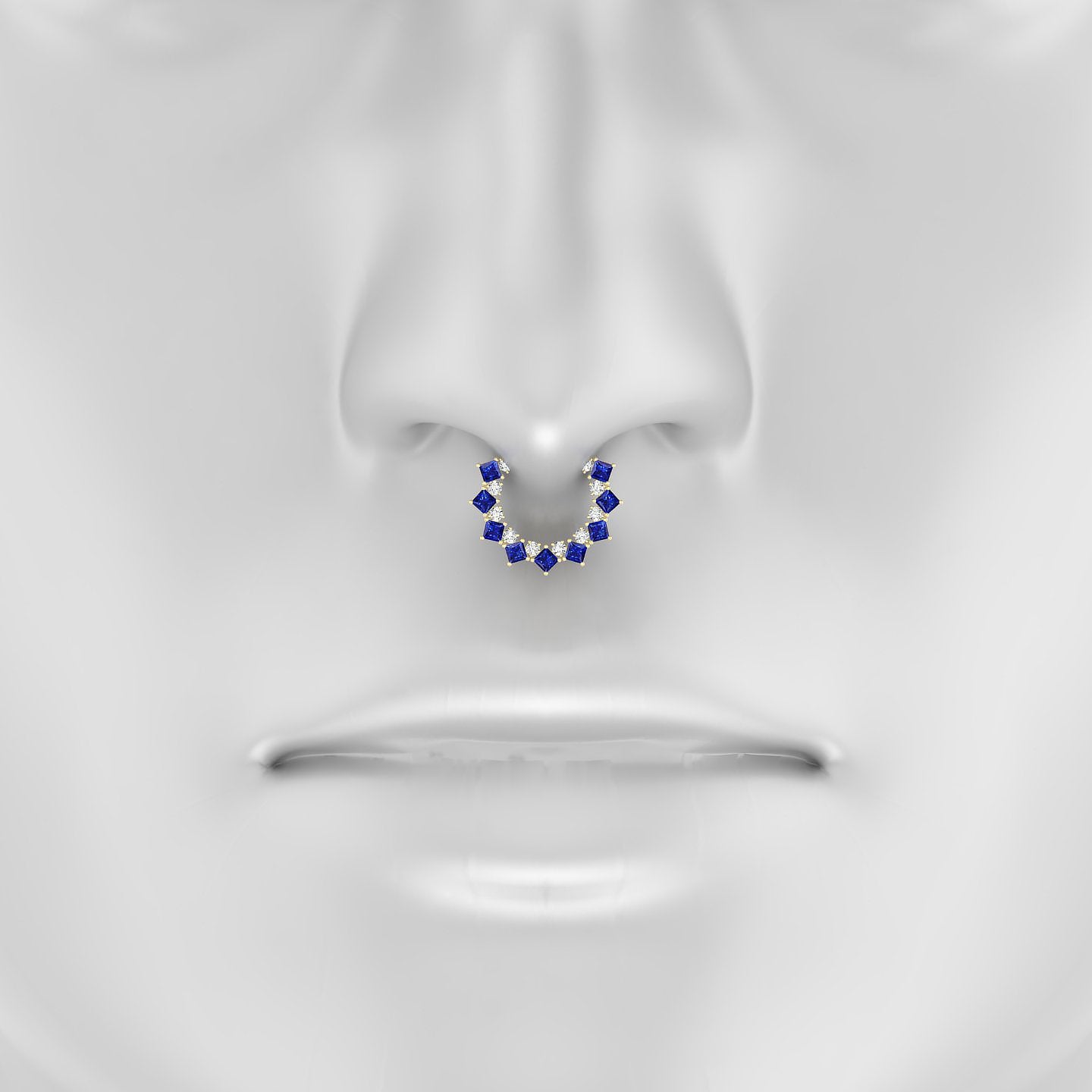 Ariana | 18k Yellow Gold 9.5 mm Sapphire & Diamond Septum Piercing