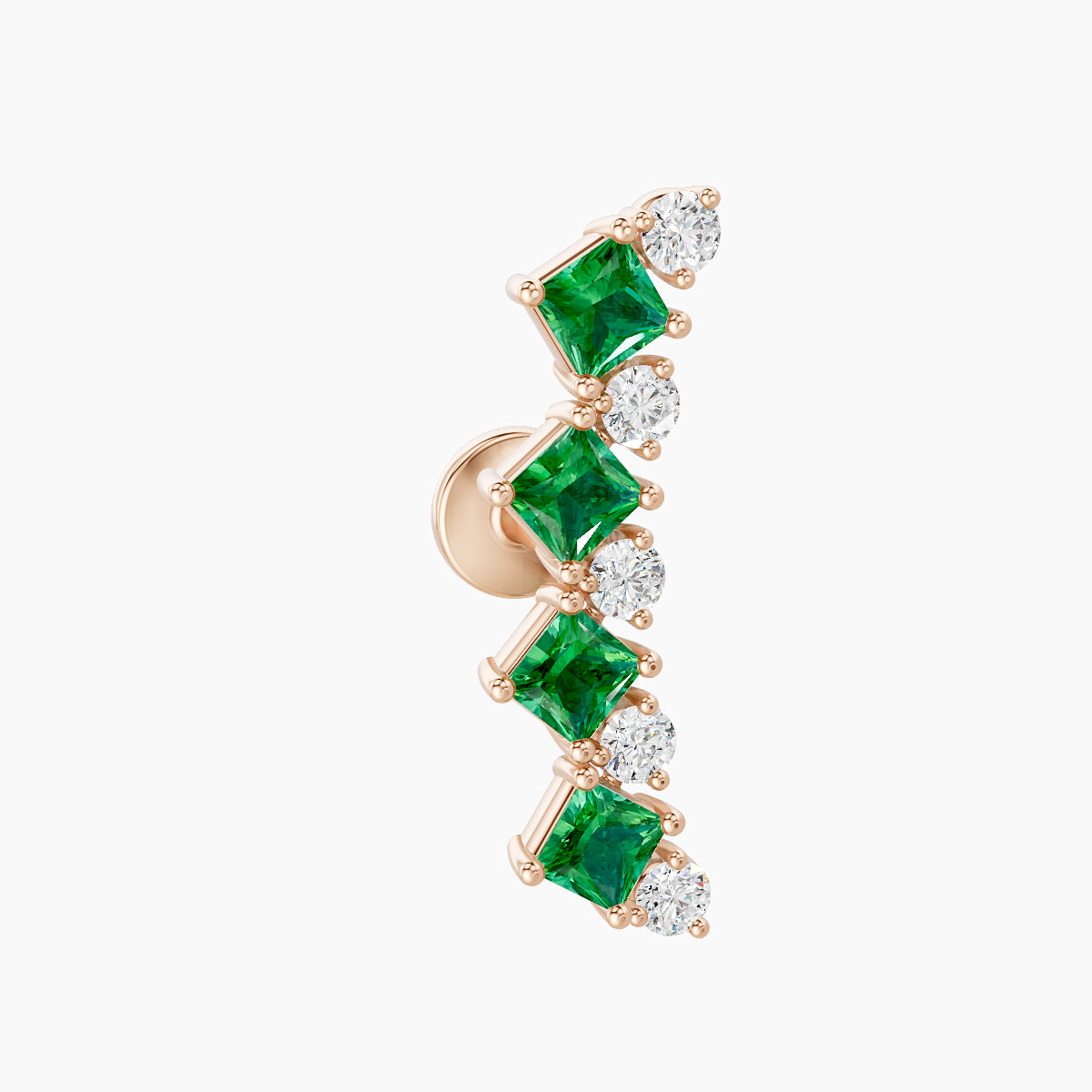 Ariana  L | 18k Rose Gold 5 mm 14.5 mm Emerald & Diamond Piercing