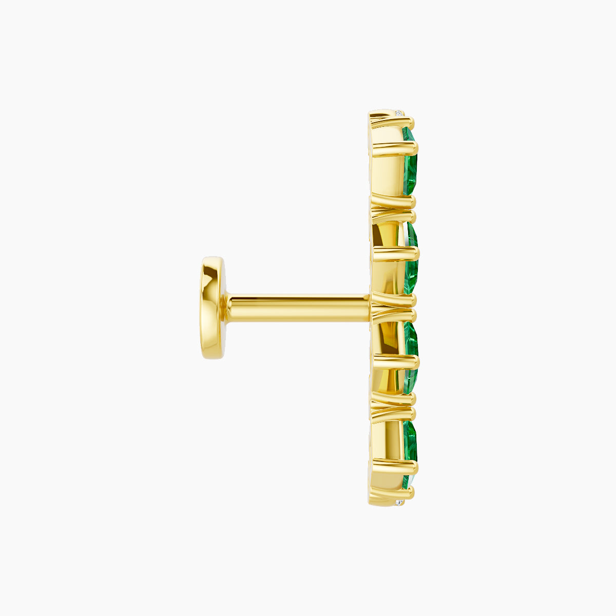 Ariana  L | 18k Yellow Gold 5 mm 14.5 mm Emerald & Diamond Piercing