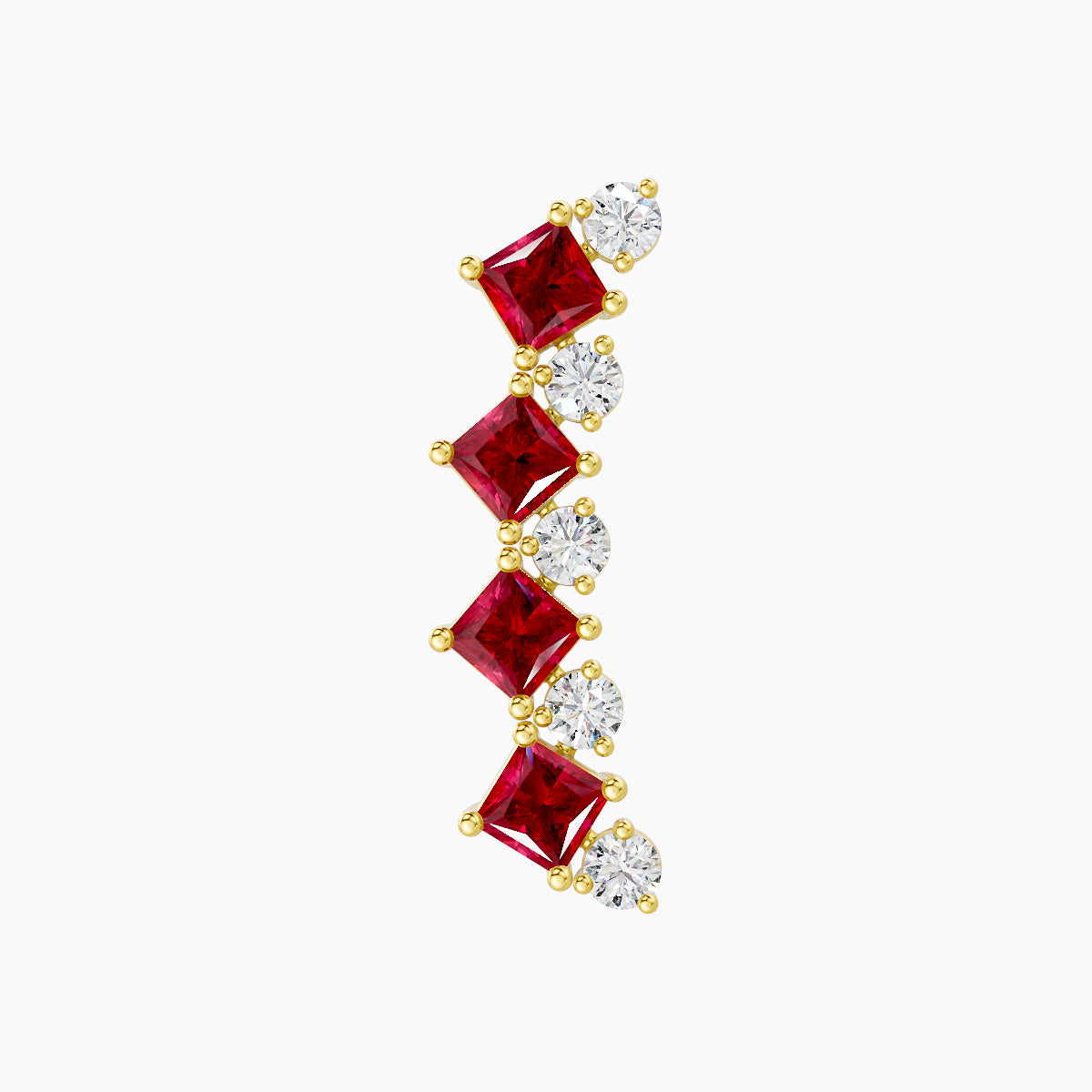Ariana  L | 18k Yellow Gold 5 mm 14.5 mm Ruby & Diamond Piercing