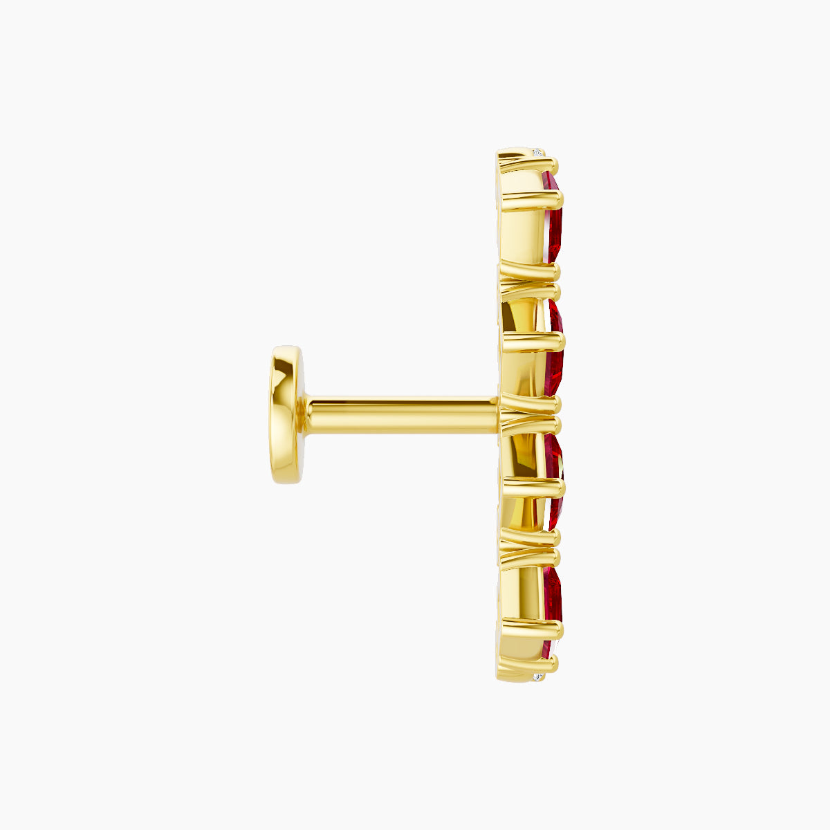 Ariana  L | 18k Yellow Gold 5 mm 14.5 mm Ruby & Diamond Piercing