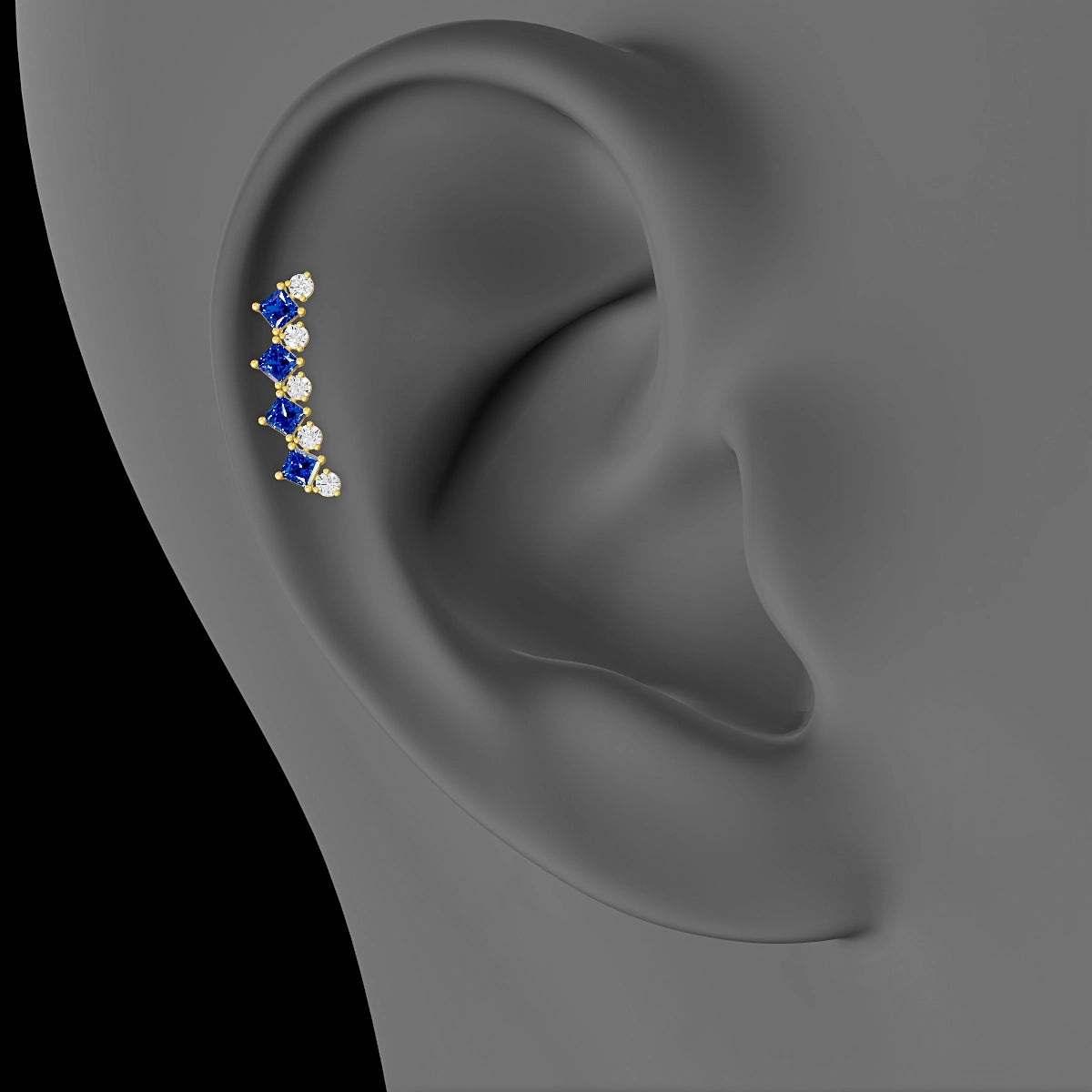 Ariana  L | 18k Yellow Gold 5 mm 14.5 mm Sapphire & Diamond Piercing