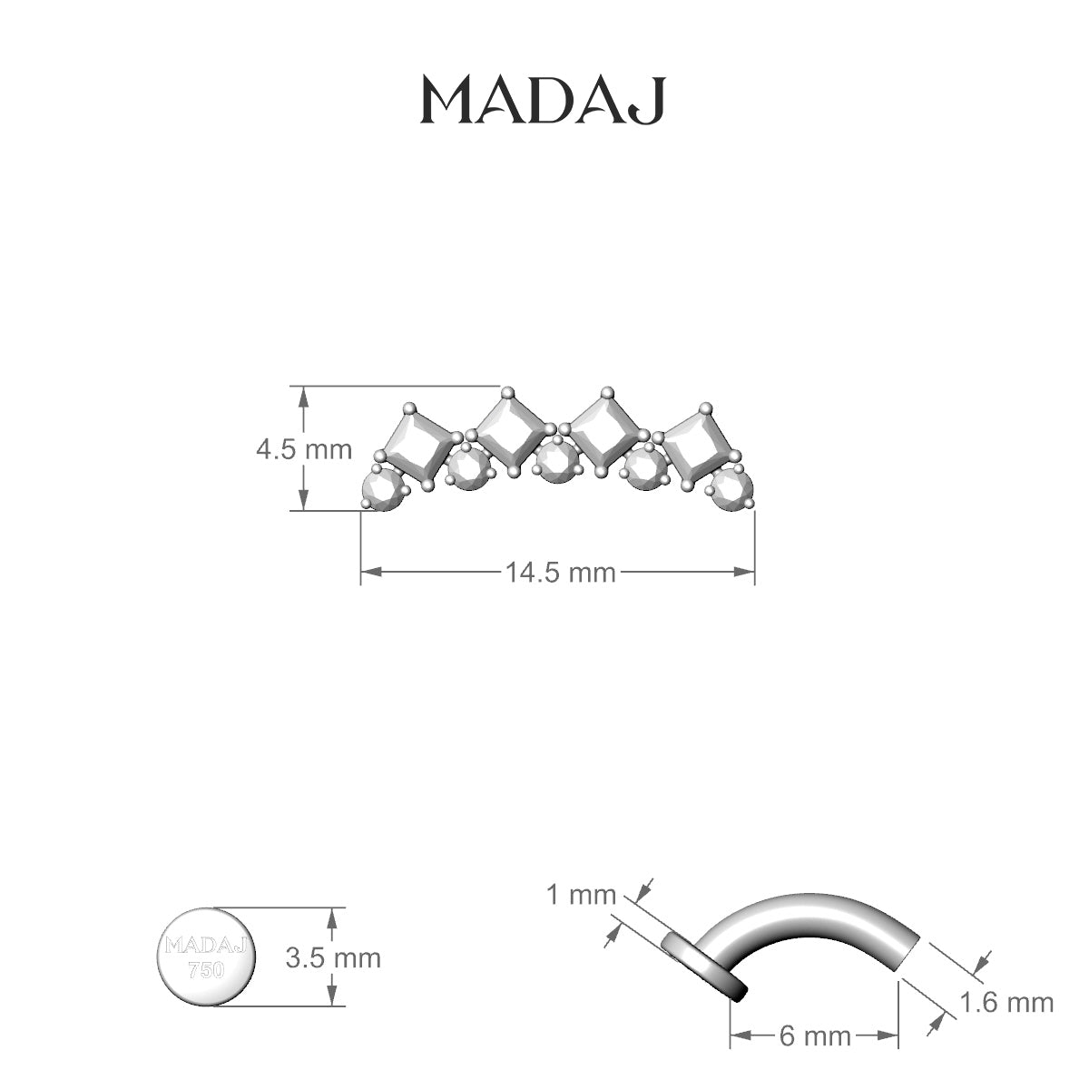 Ariana L | 18k Rose Gold 14.5 mm 6 mm Diamond Floating Navel Piercing