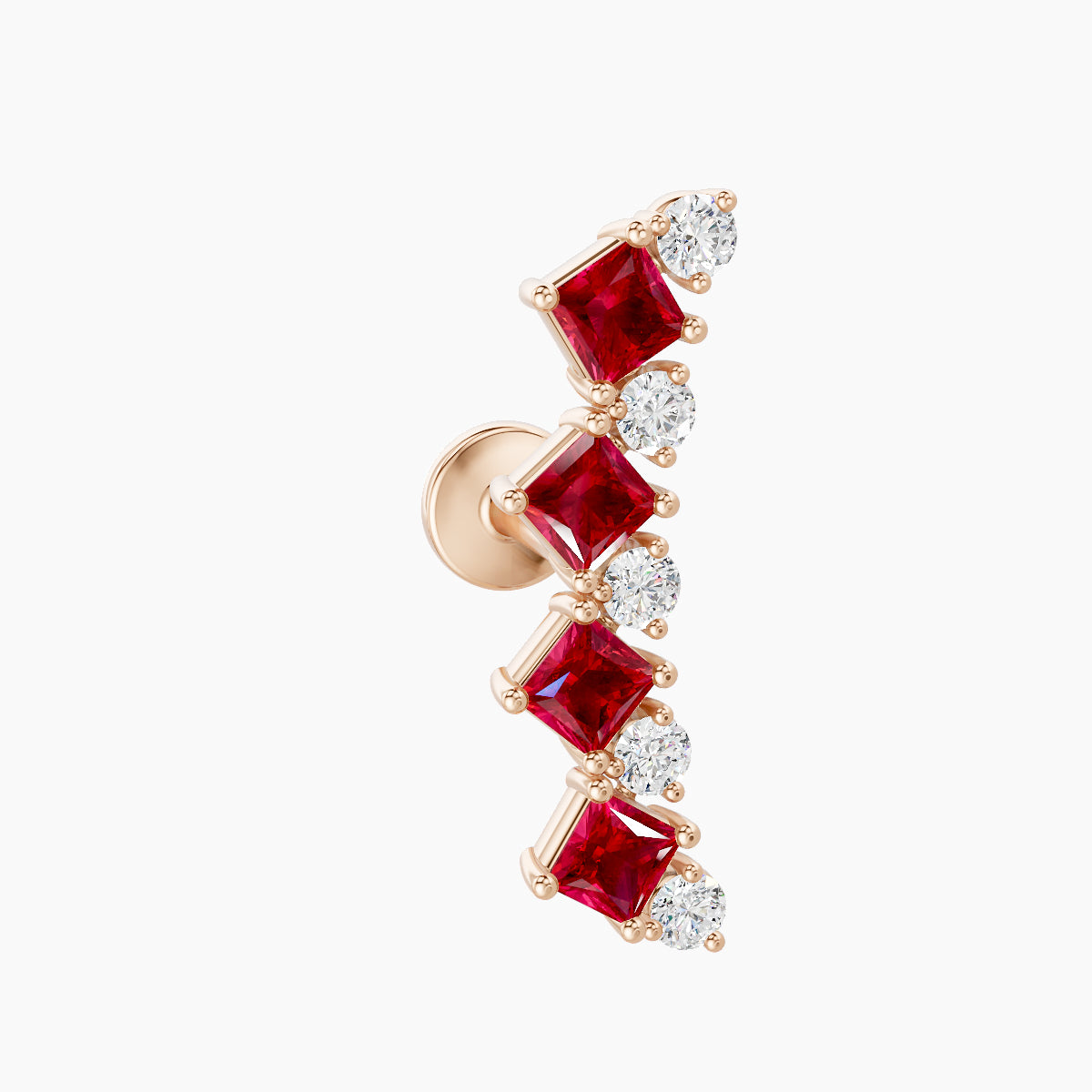 Ariana  L | 18k Rose Gold 6.5 mm 14.5 mm Ruby & Diamond Piercing