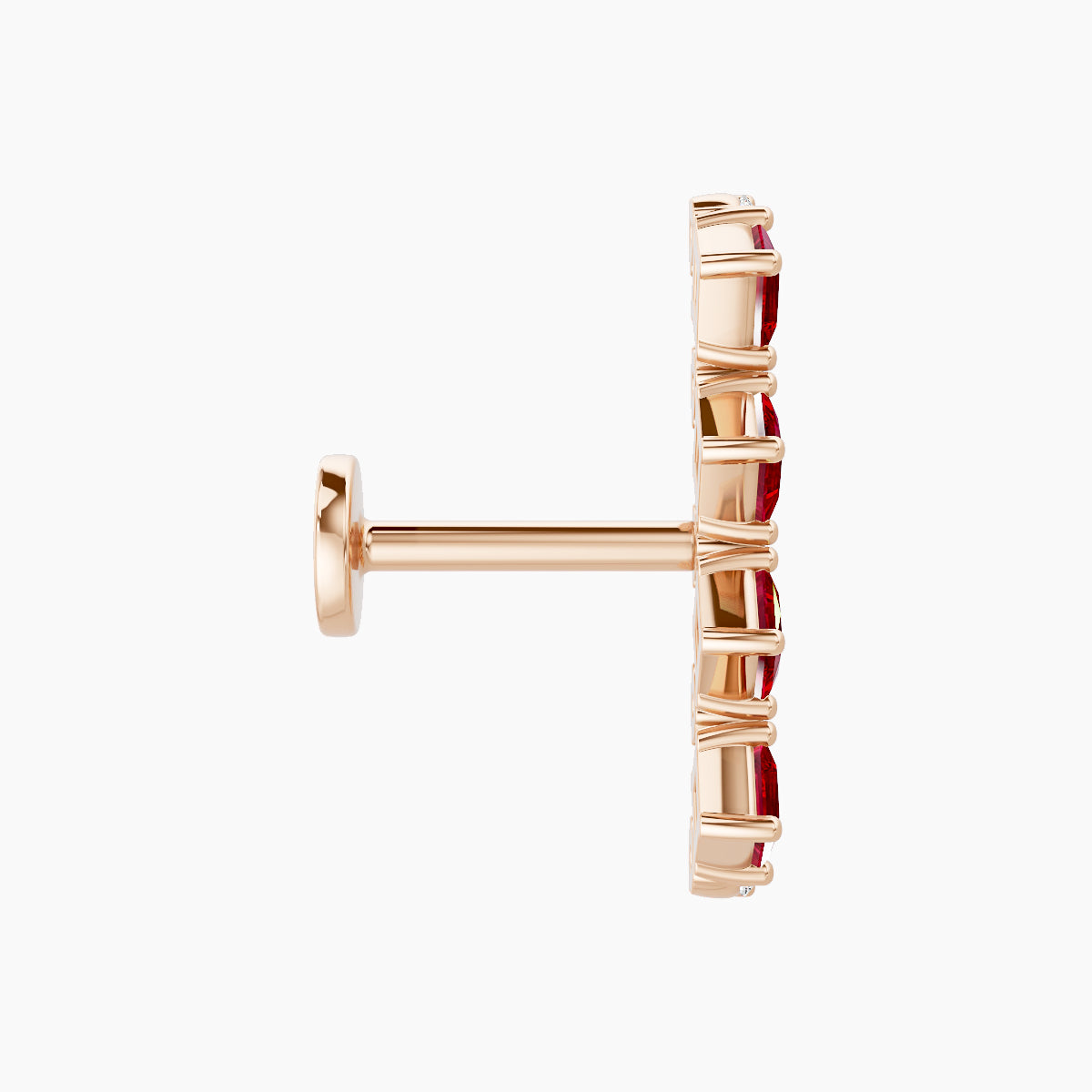 Ariana  L | 18k Rose Gold 6.5 mm 14.5 mm Ruby & Diamond Piercing