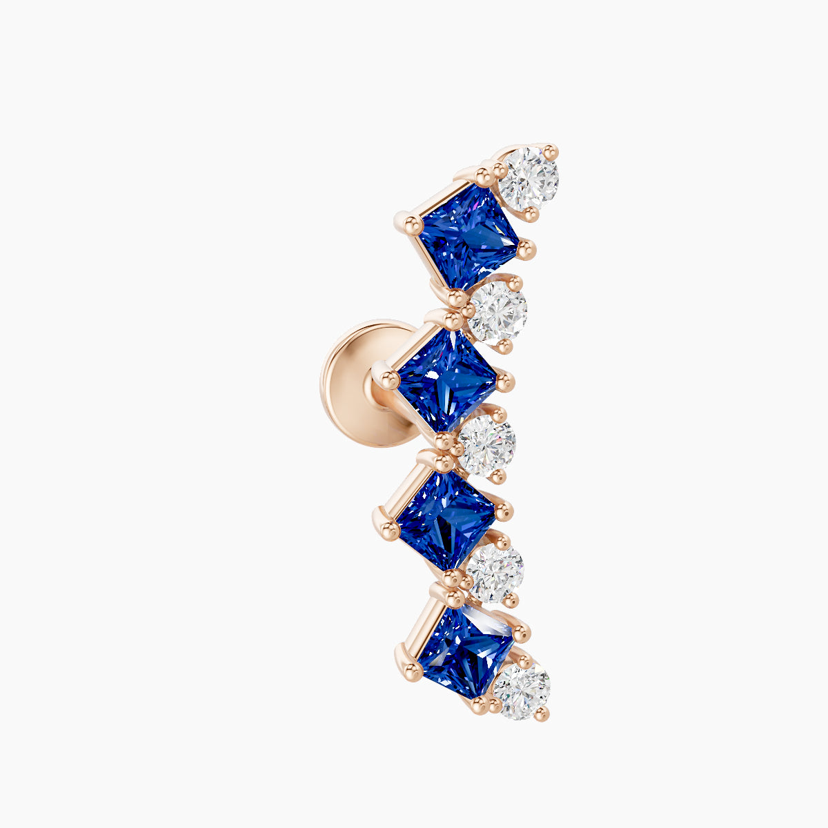 Ariana  L | 18k Rose Gold 6.5 mm 14.5 mm Sapphire & Diamond Piercing