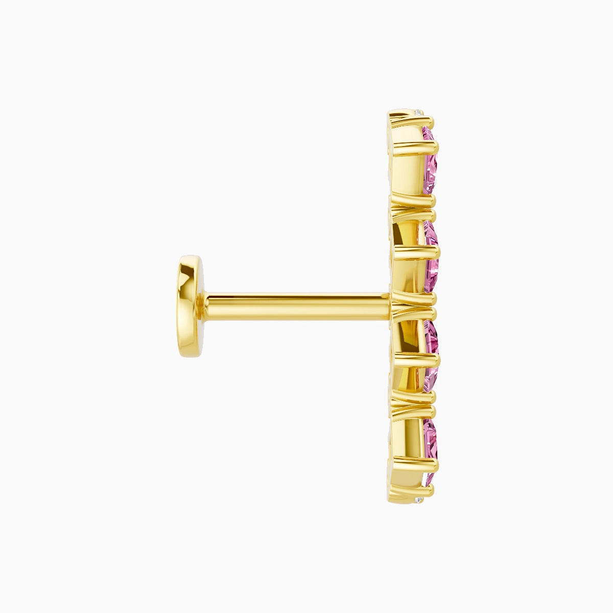 Ariana  L | 18k Yellow Gold 6.5 mm 14.5 mm Pink Sapphire & Diamond Piercing