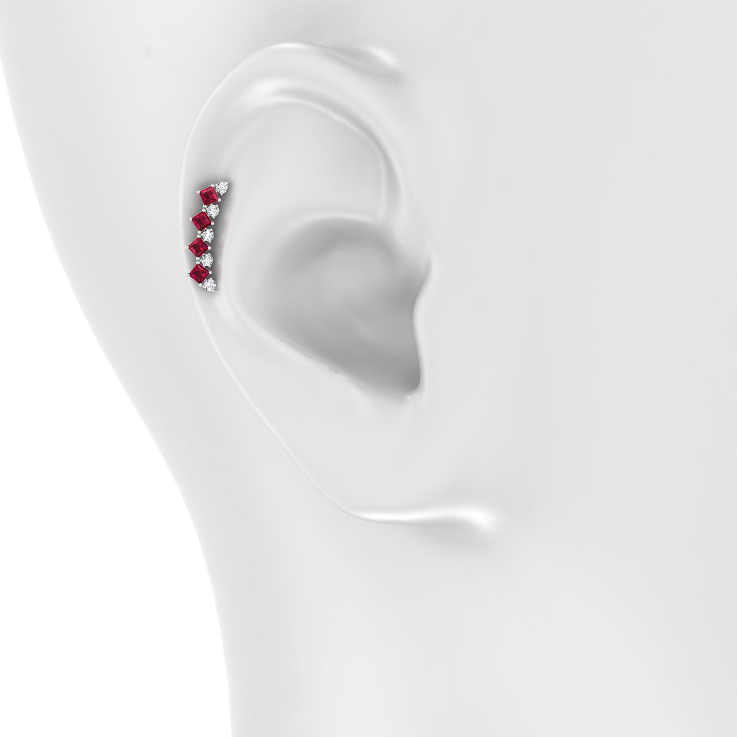 Ariana  L | 18k White Gold 6.5 mm 14.5 mm Ruby & Diamond Piercing