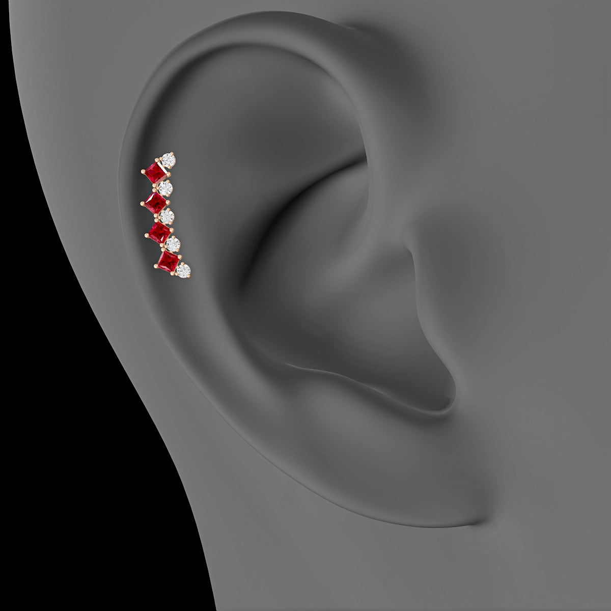 Ariana  L | 18k Rose Gold 8 mm 14.5 mm Ruby & Diamond Piercing