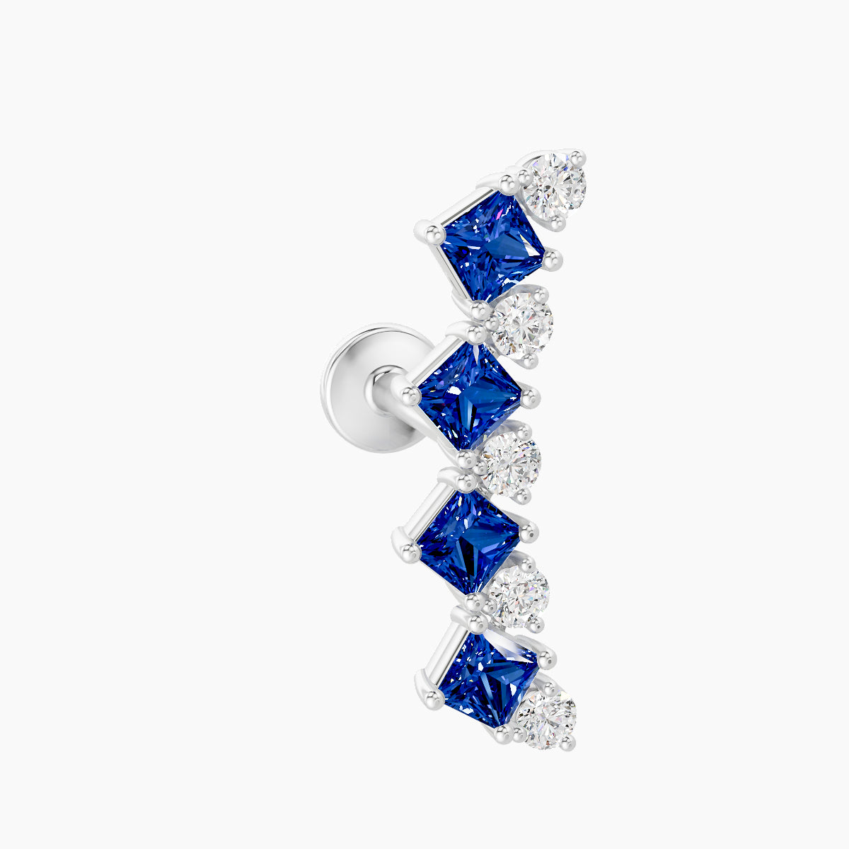 Ariana  L | 18k White Gold 8 mm 14.5 mm Sapphire & Diamond Piercing